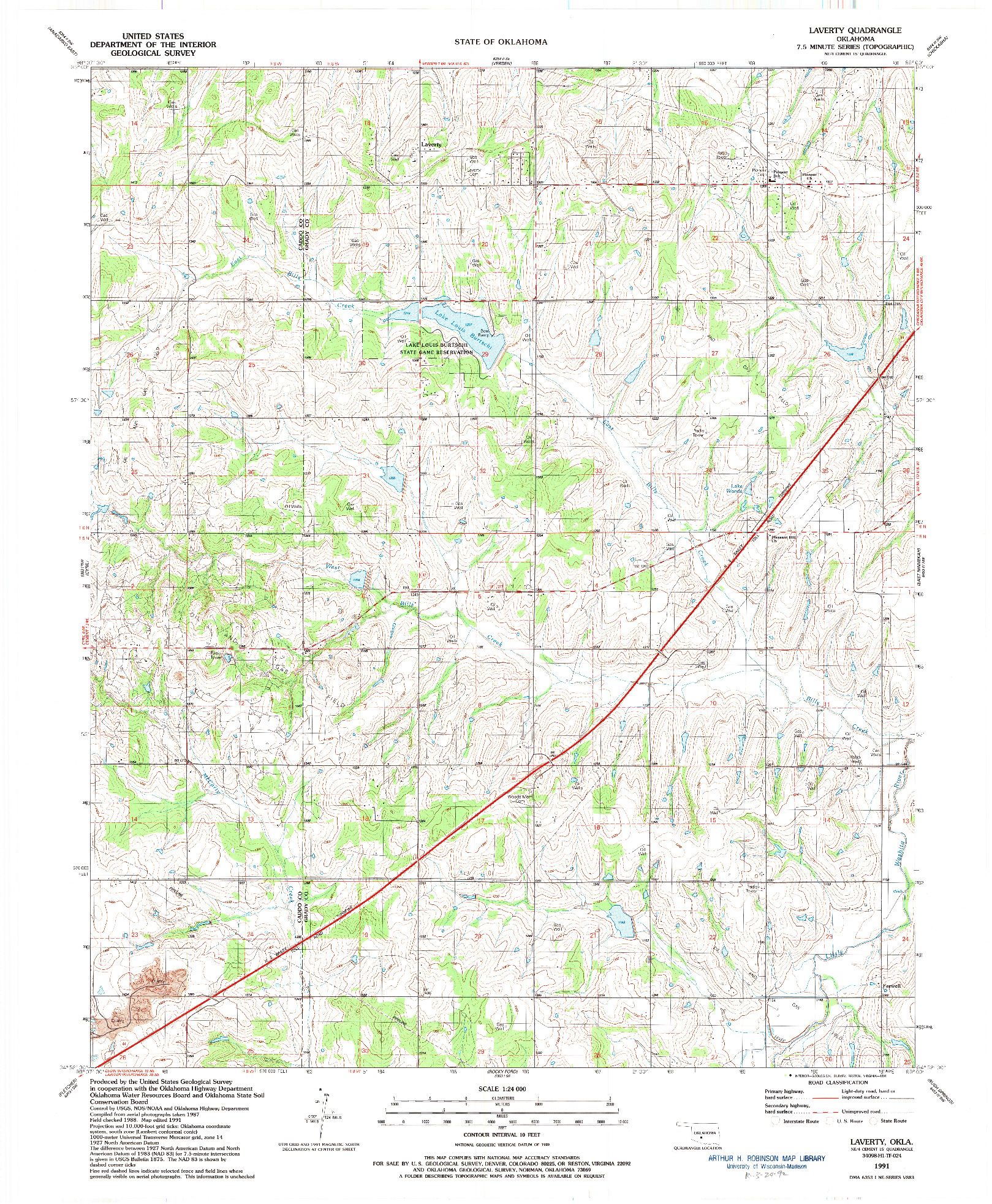 USGS 1:24000-SCALE QUADRANGLE FOR LAVERTY, OK 1991