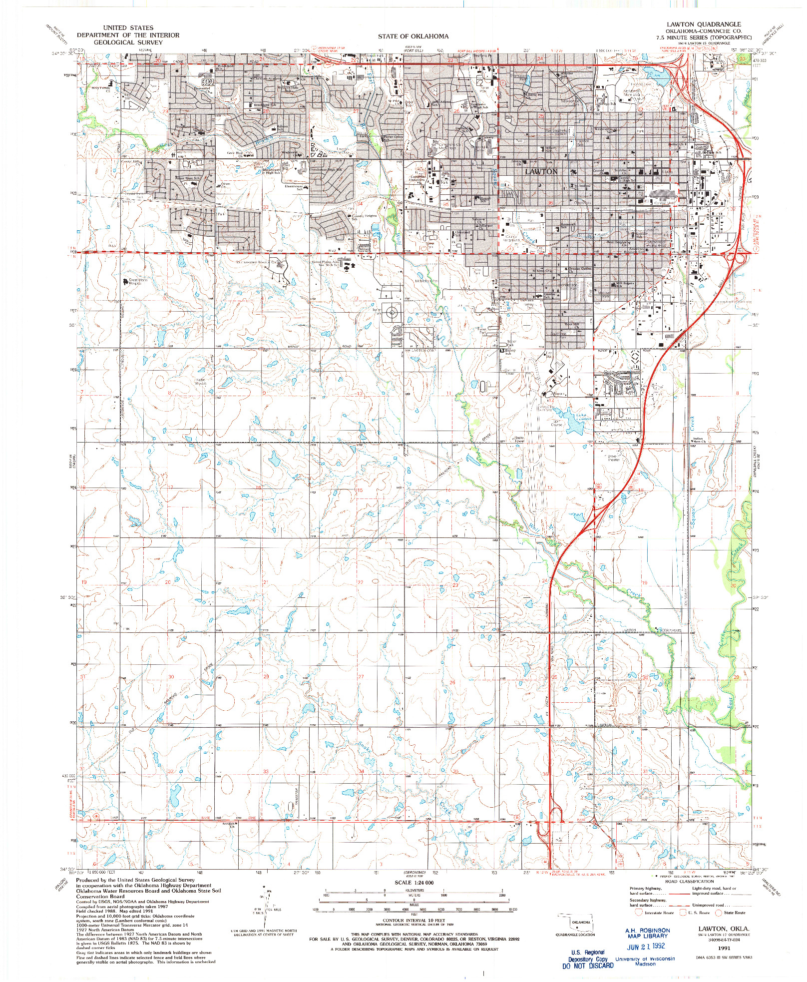 USGS 1:24000-SCALE QUADRANGLE FOR LAWTON, OK 1991
