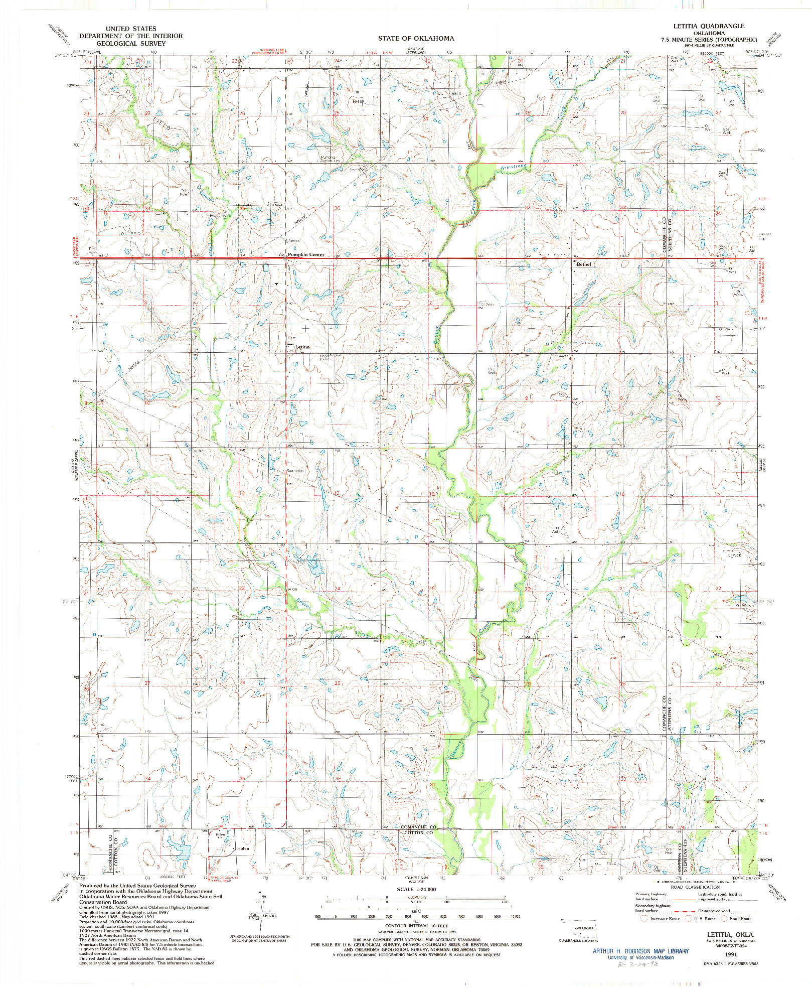 USGS 1:24000-SCALE QUADRANGLE FOR LETITIA, OK 1991