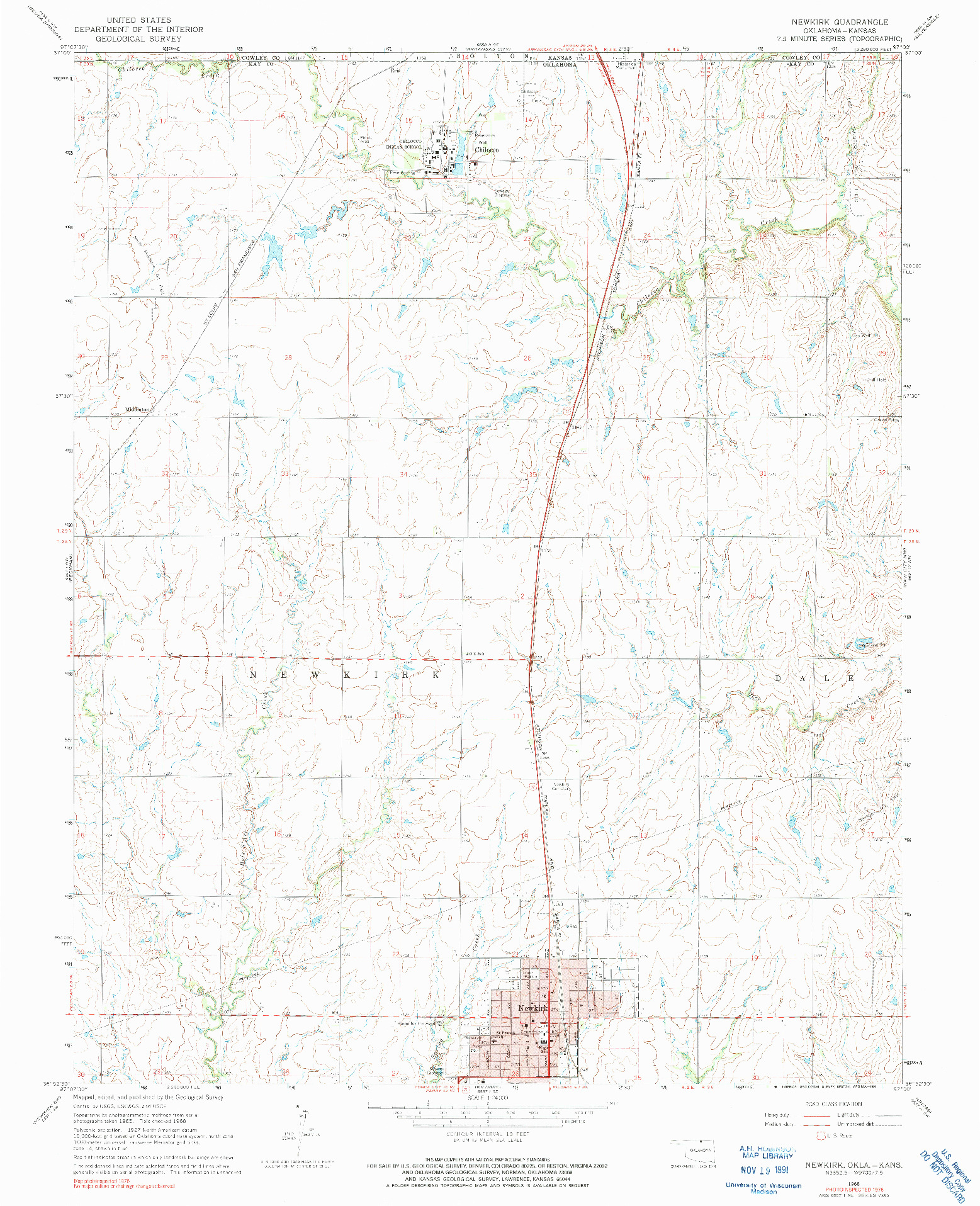 USGS 1:24000-SCALE QUADRANGLE FOR NEWKIRK, OK 1968