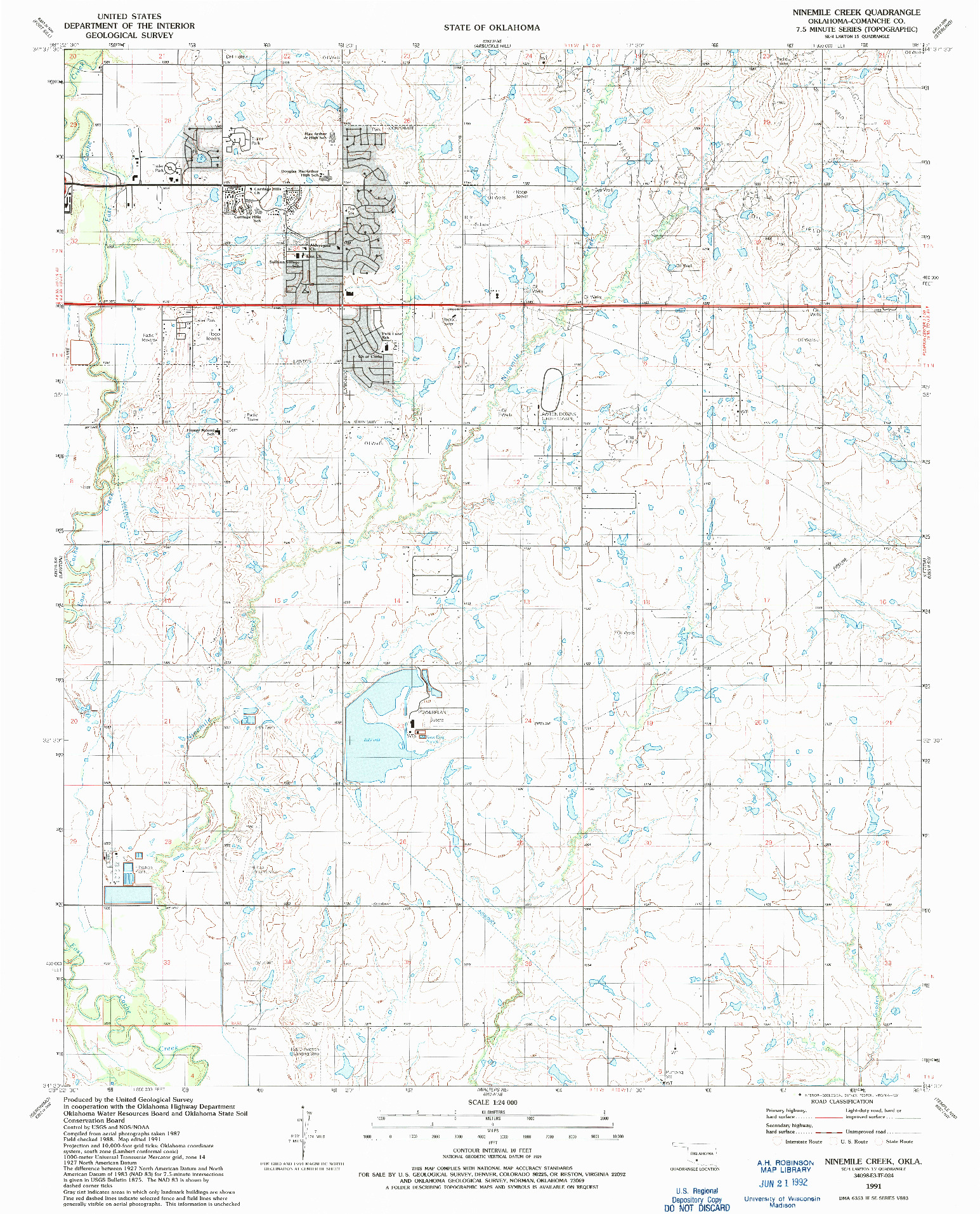 USGS 1:24000-SCALE QUADRANGLE FOR NINEMILE CREEK, OK 1991