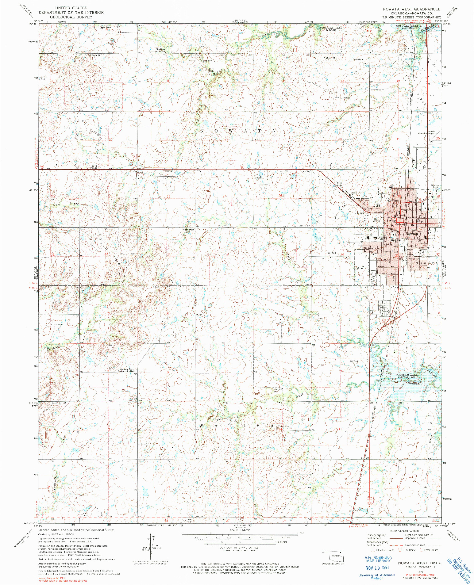 USGS 1:24000-SCALE QUADRANGLE FOR NOWATA WEST, OK 1972