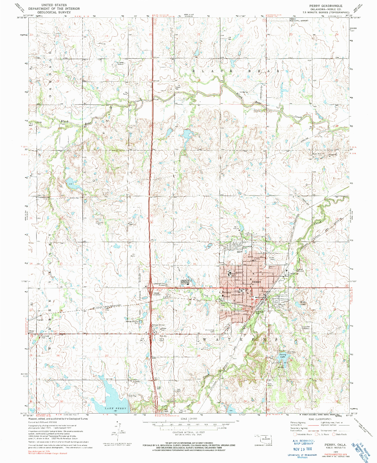 USGS 1:24000-SCALE QUADRANGLE FOR PERRY, OK 1972