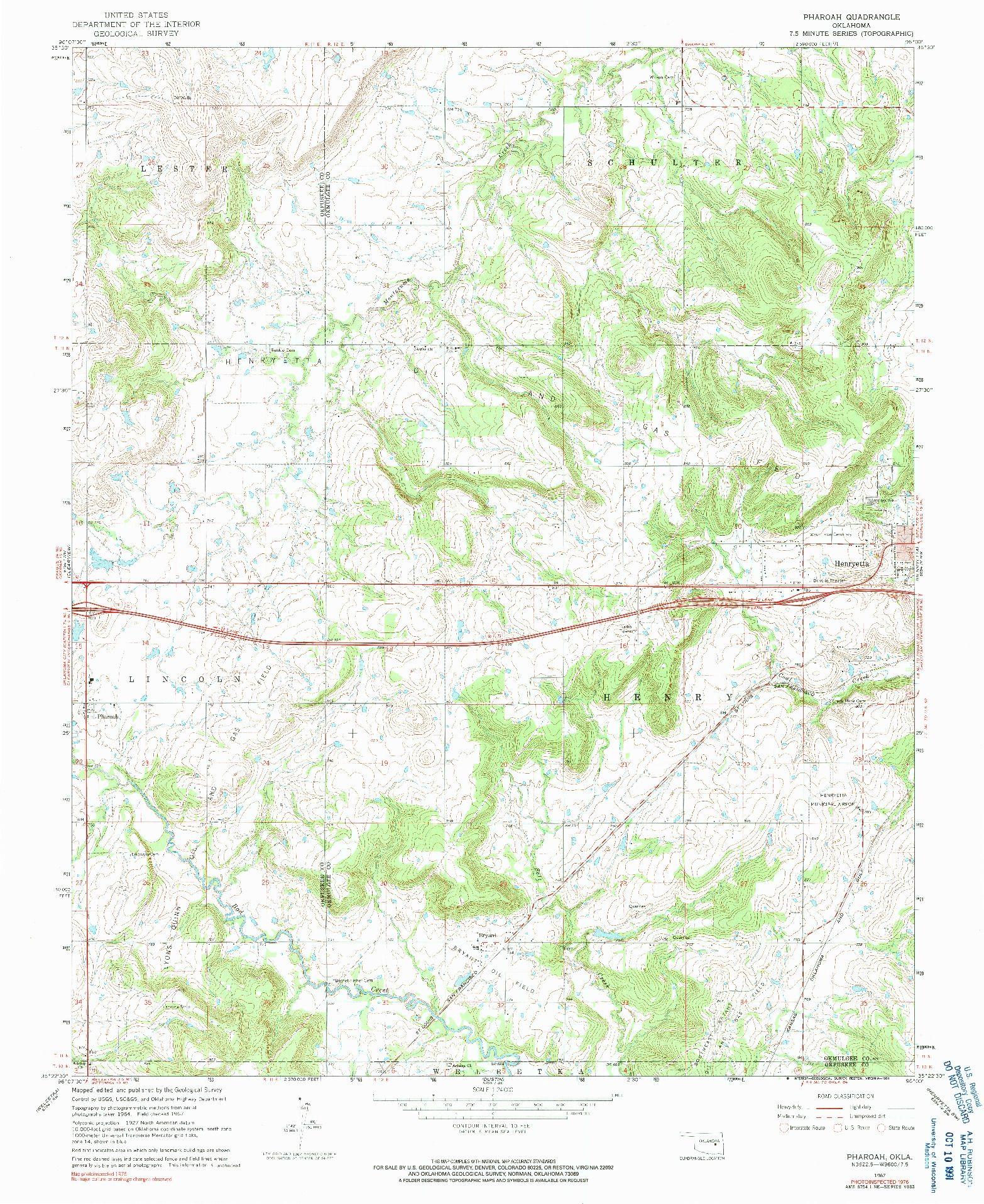 USGS 1:24000-SCALE QUADRANGLE FOR PHAROAH, OK 1967