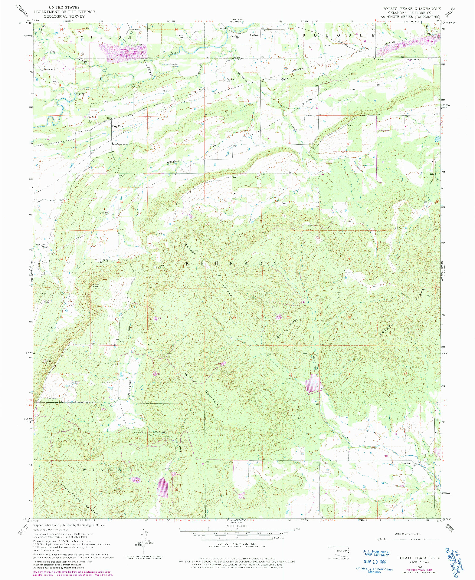 USGS 1:24000-SCALE QUADRANGLE FOR POTATO PEAKS, OK 1968
