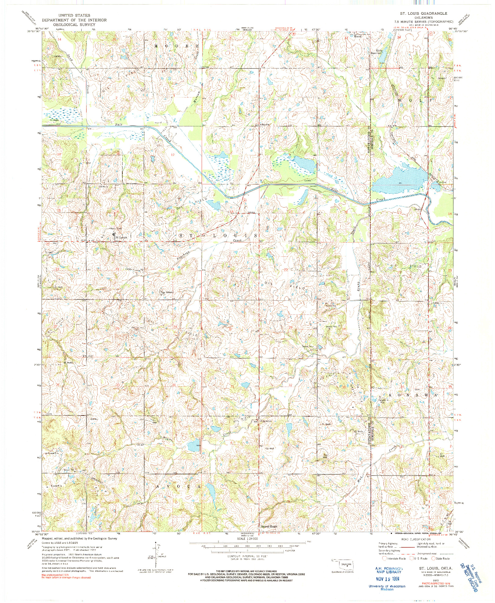 USGS 1:24000-SCALE QUADRANGLE FOR ST. LOUIS, OK 1972