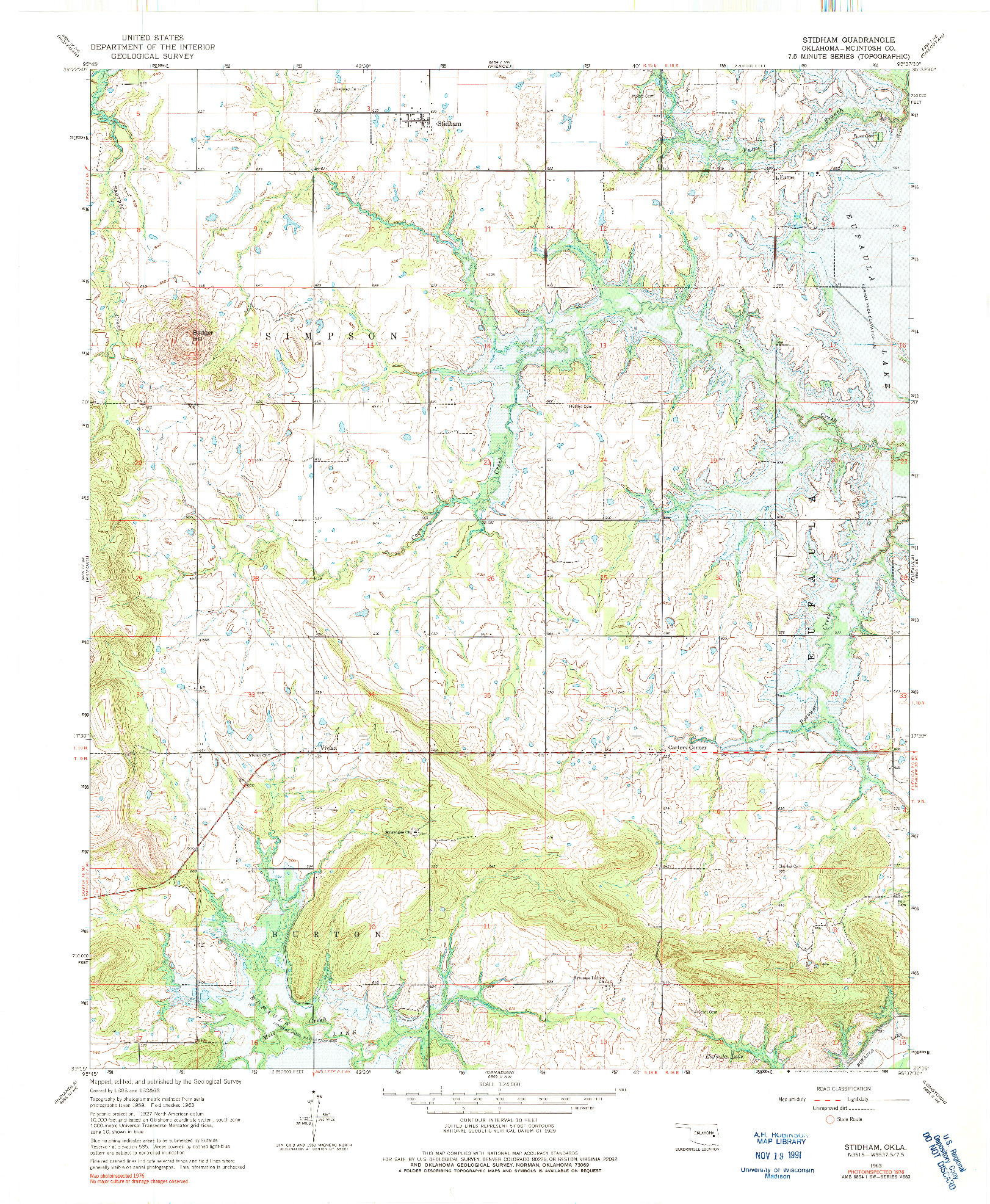 USGS 1:24000-SCALE QUADRANGLE FOR STIDHAM, OK 1963