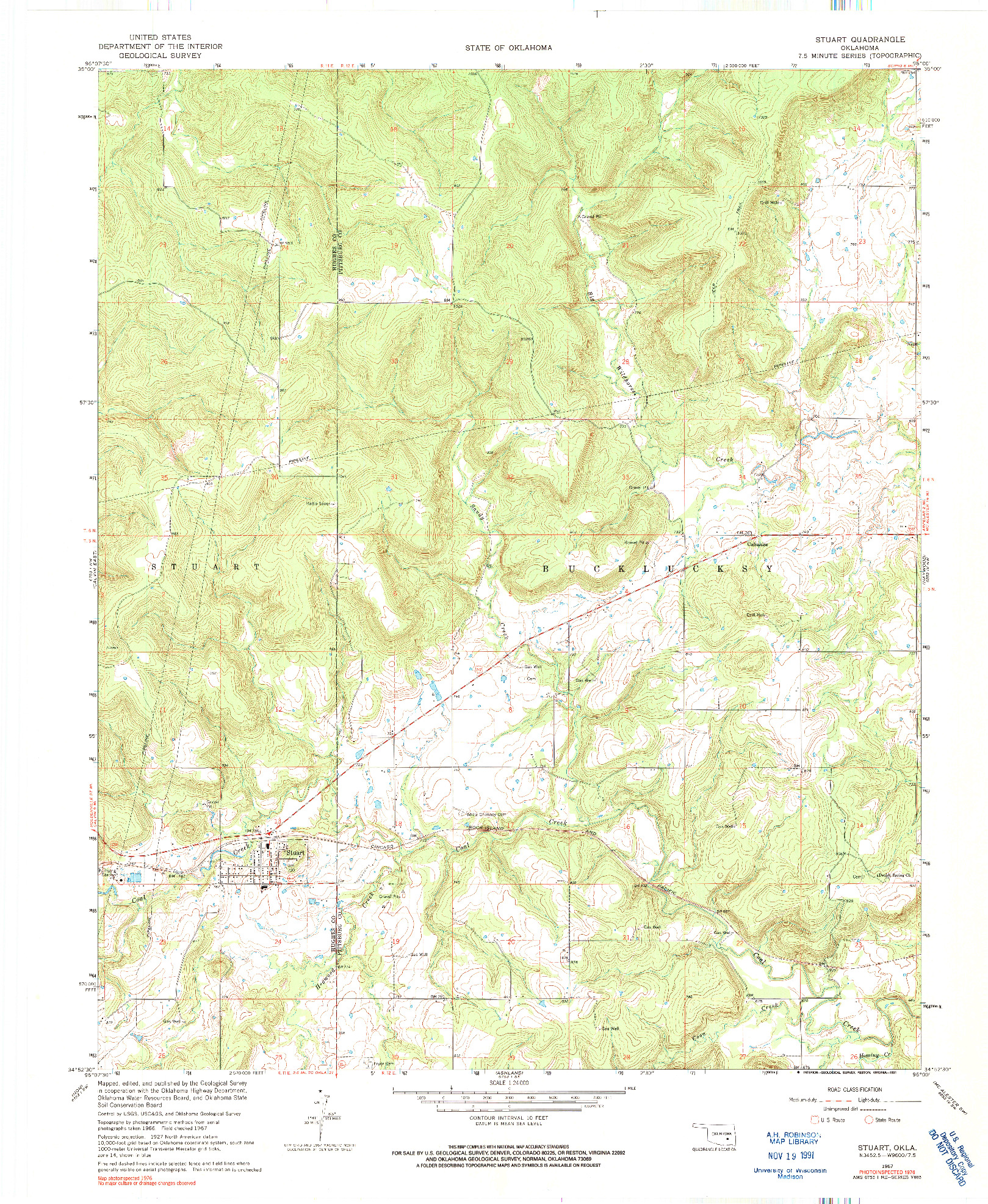 USGS 1:24000-SCALE QUADRANGLE FOR STUART, OK 1967