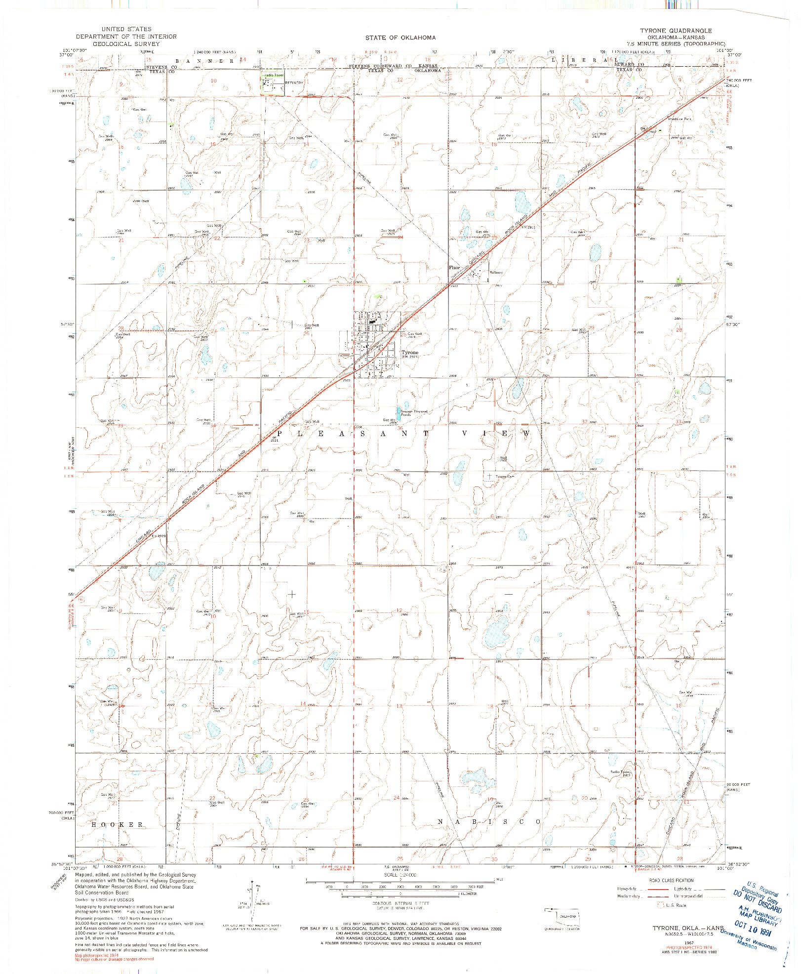 USGS 1:24000-SCALE QUADRANGLE FOR TYRONE, OK 1967
