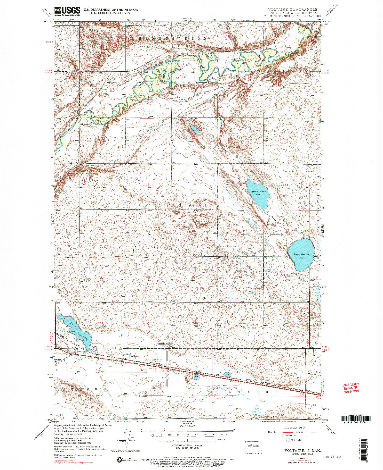 USGS 1:24000-SCALE QUADRANGLE FOR VOLTAIRE, ND 1948