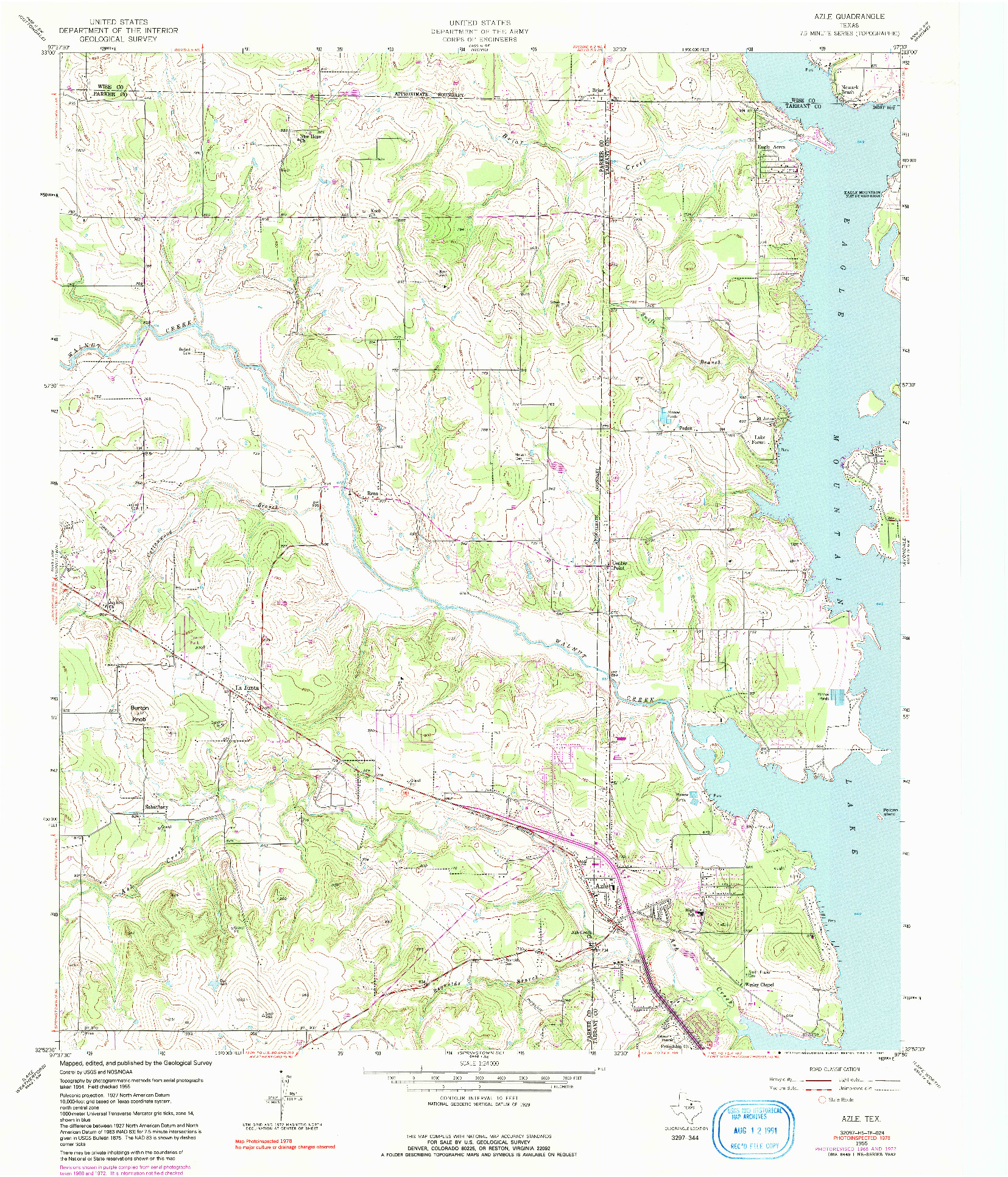 USGS 1:24000-SCALE QUADRANGLE FOR AZLE, TX 1955