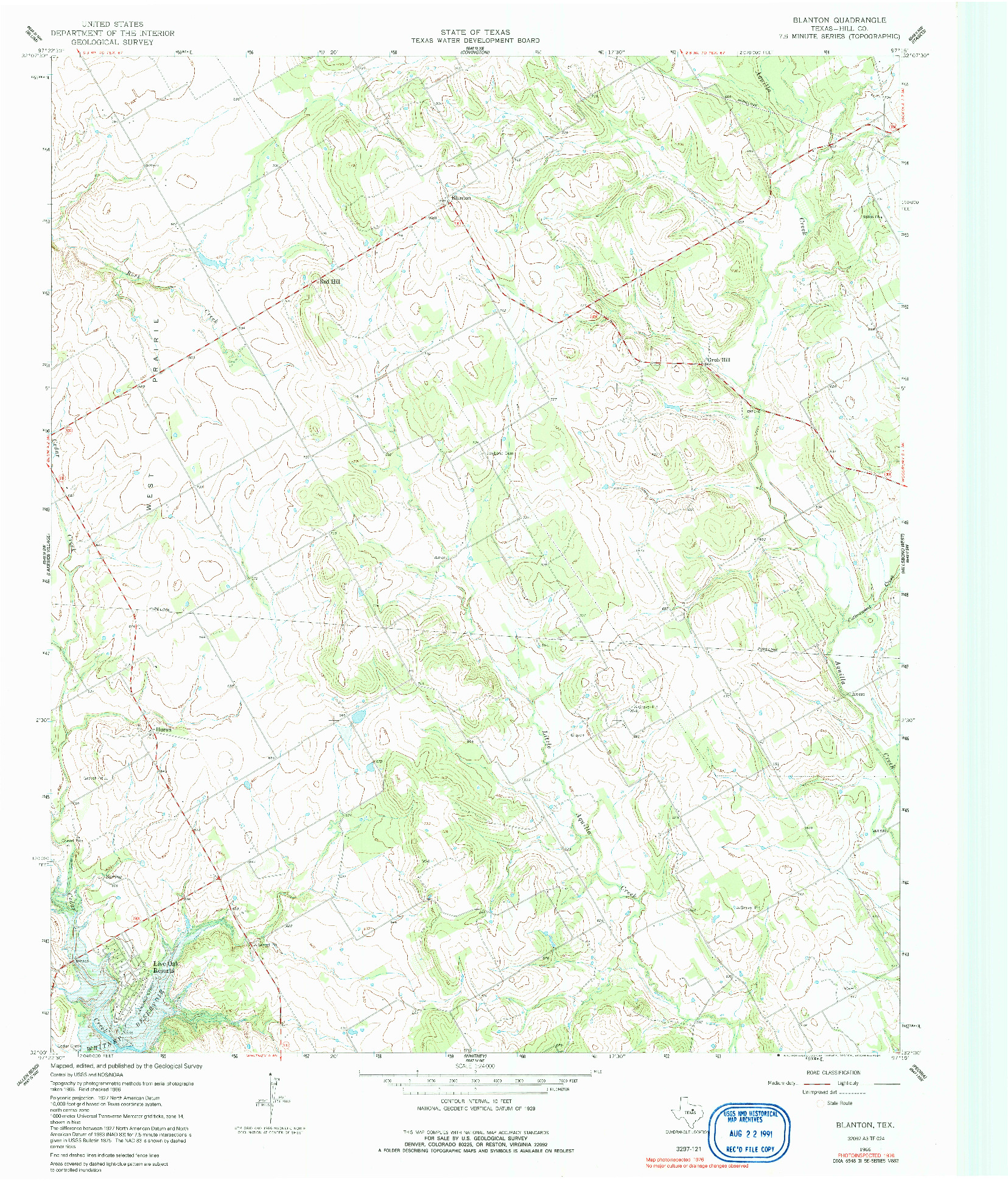 USGS 1:24000-SCALE QUADRANGLE FOR BLANTON, TX 1966