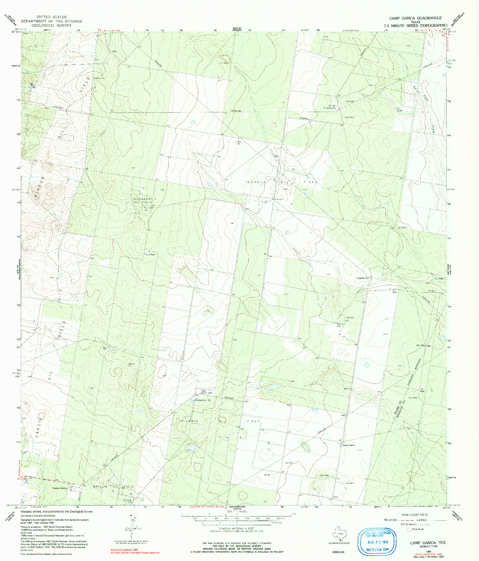 USGS 1:24000-SCALE QUADRANGLE FOR CAMP GARCIA, TX 1965