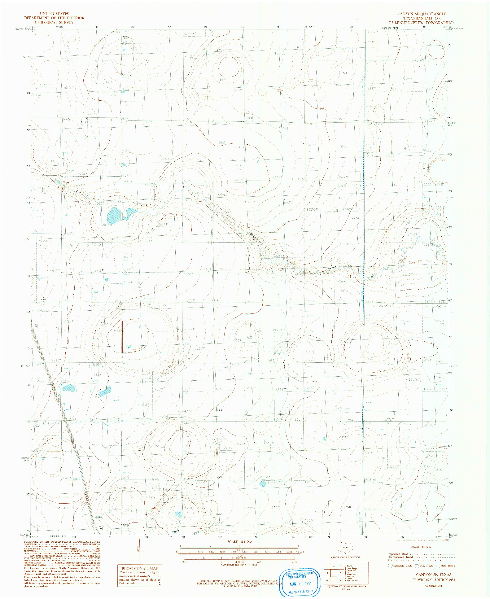 USGS 1:24000-SCALE QUADRANGLE FOR CANYON SE, TX 1984