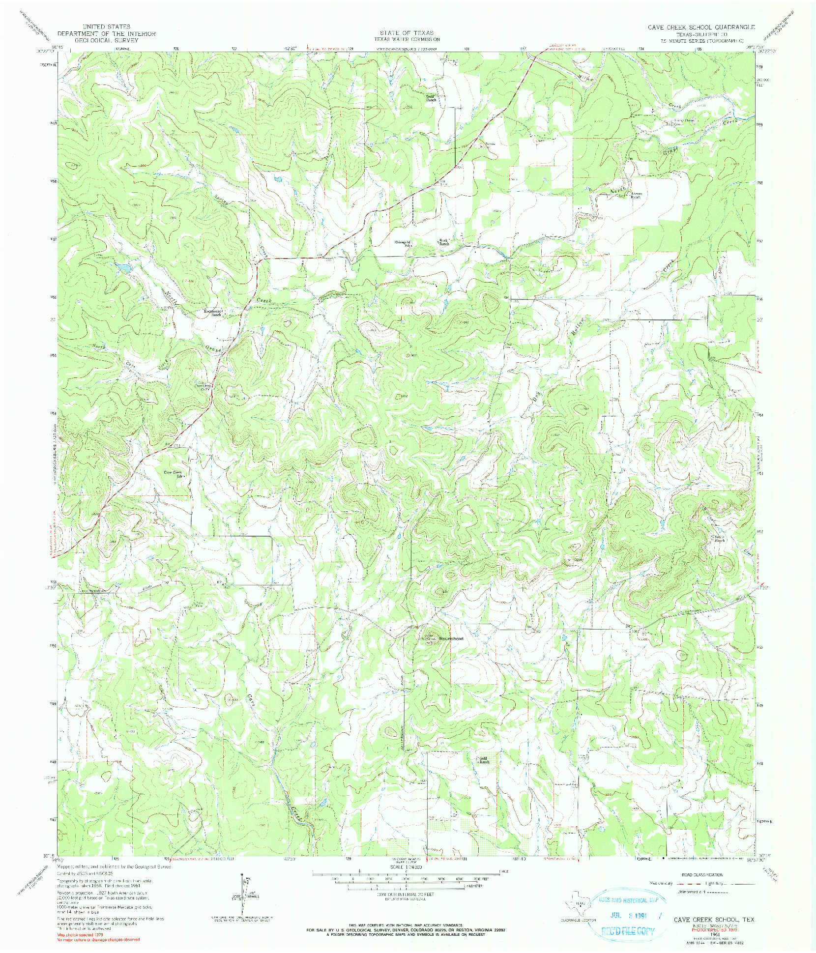 USGS 1:24000-SCALE QUADRANGLE FOR CAVE CREEK SCHOOL, TX 1961