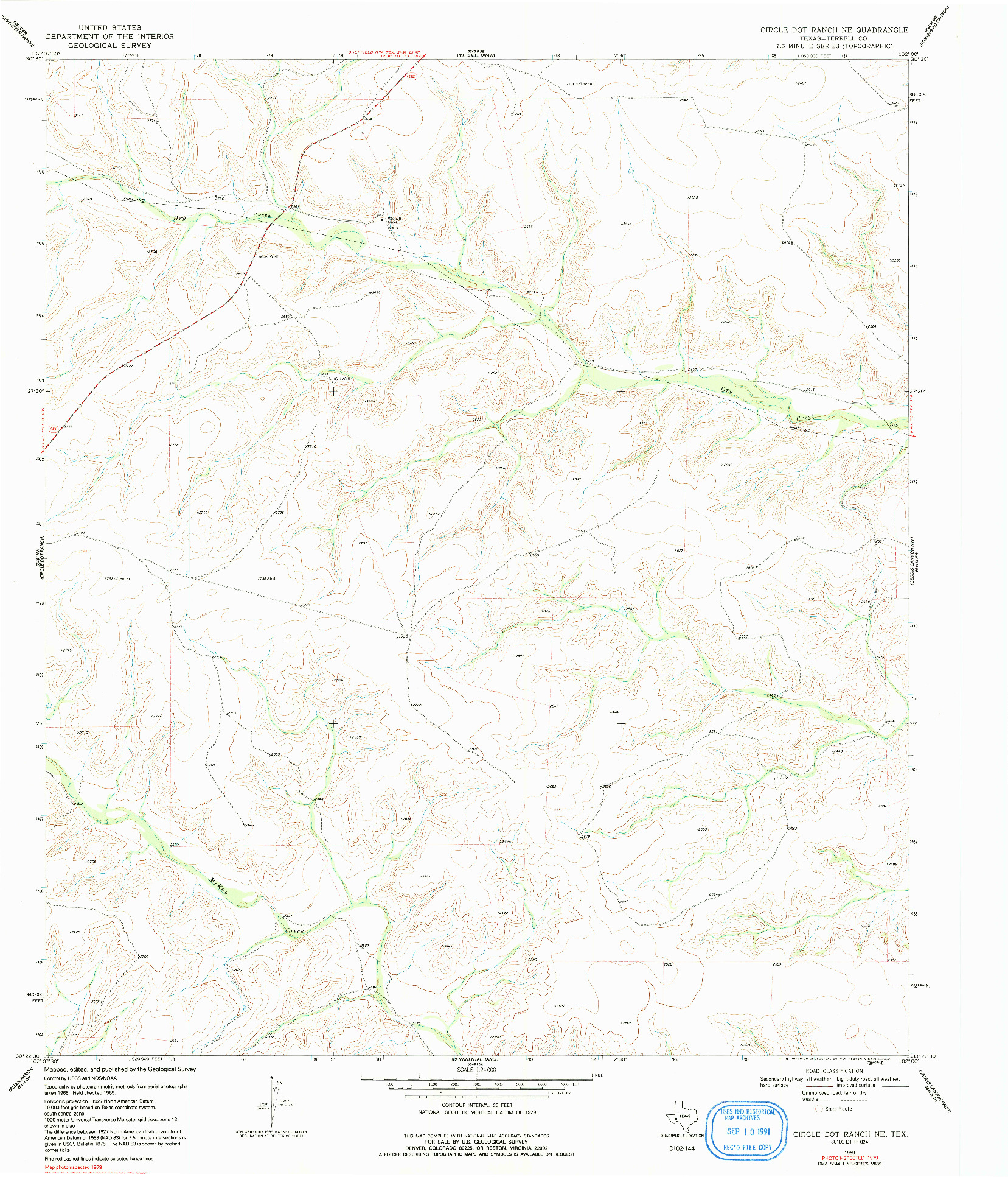 USGS 1:24000-SCALE QUADRANGLE FOR CIRCLE DOT RANCH NE, TX 1969