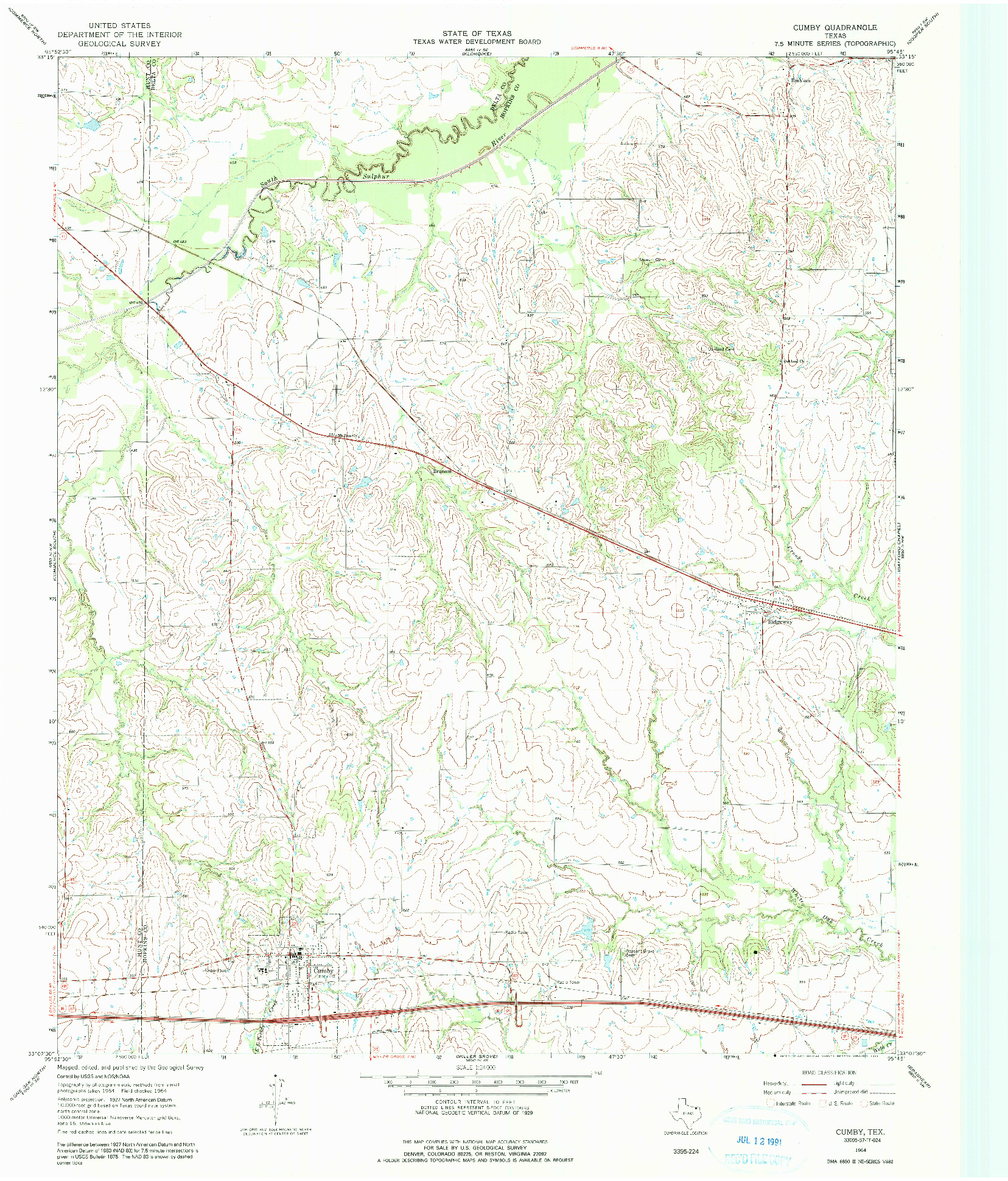 USGS 1:24000-SCALE QUADRANGLE FOR CUMBY, TX 1964