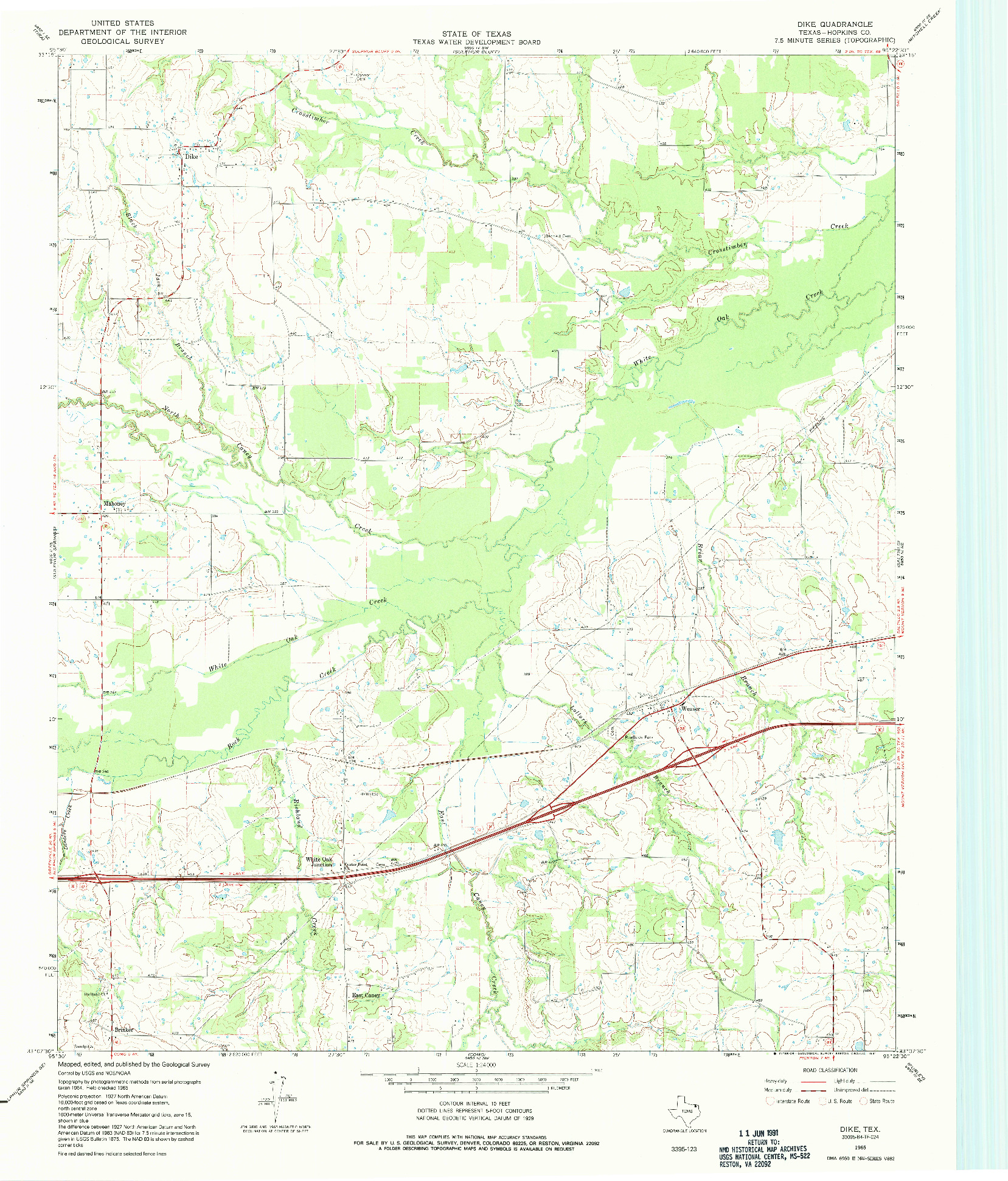 USGS 1:24000-SCALE QUADRANGLE FOR DIKE, TX 1965