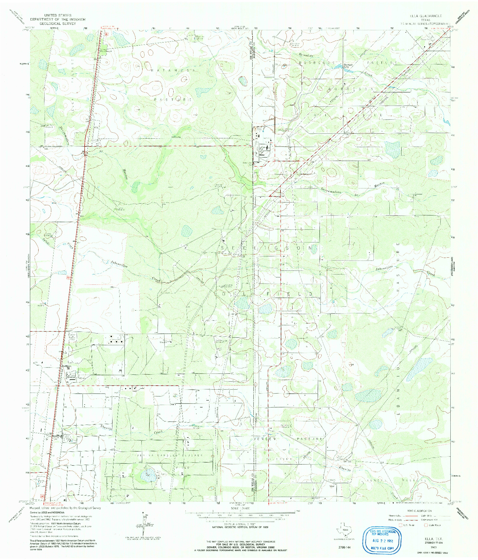USGS 1:24000-SCALE QUADRANGLE FOR ELLA, TX 1963