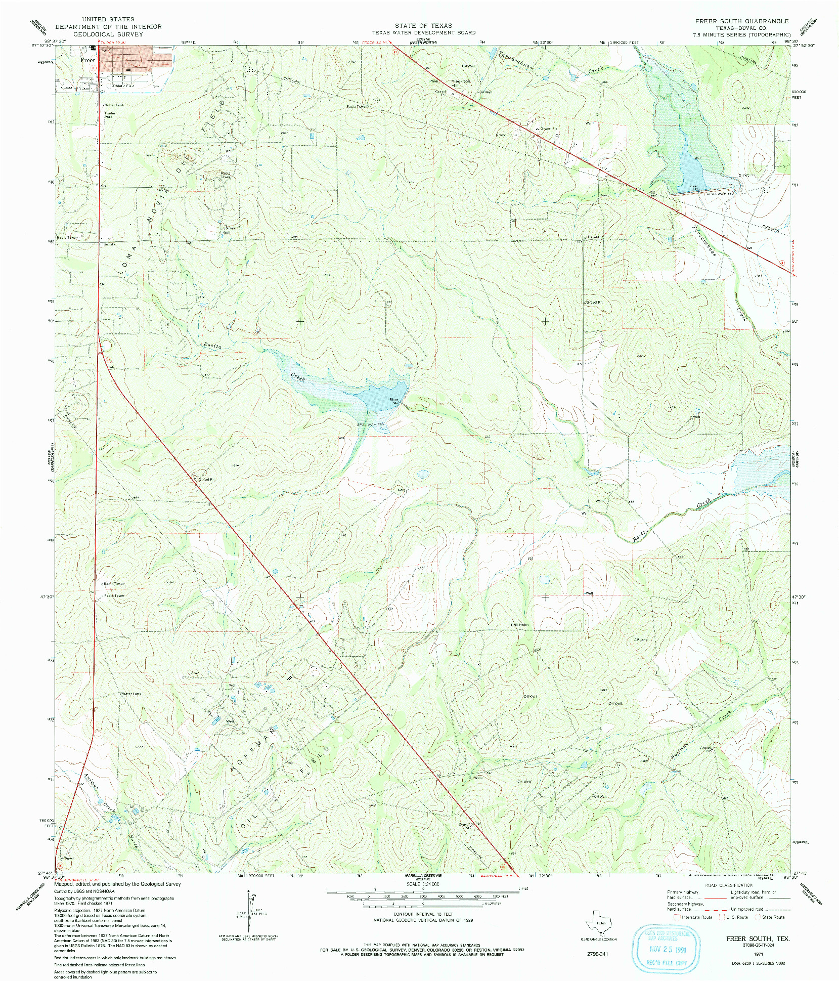 USGS 1:24000-SCALE QUADRANGLE FOR FREER SOUTH, TX 1971