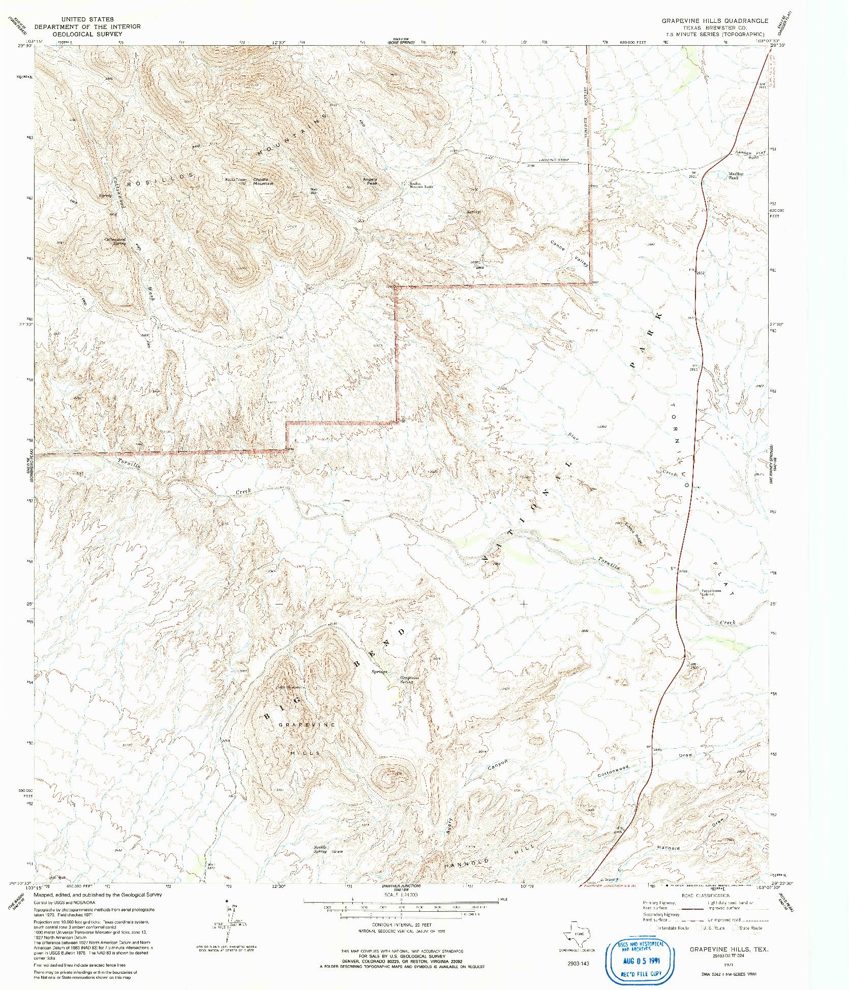 USGS 1:24000-SCALE QUADRANGLE FOR GRAPEVINE HILLS, TX 1971