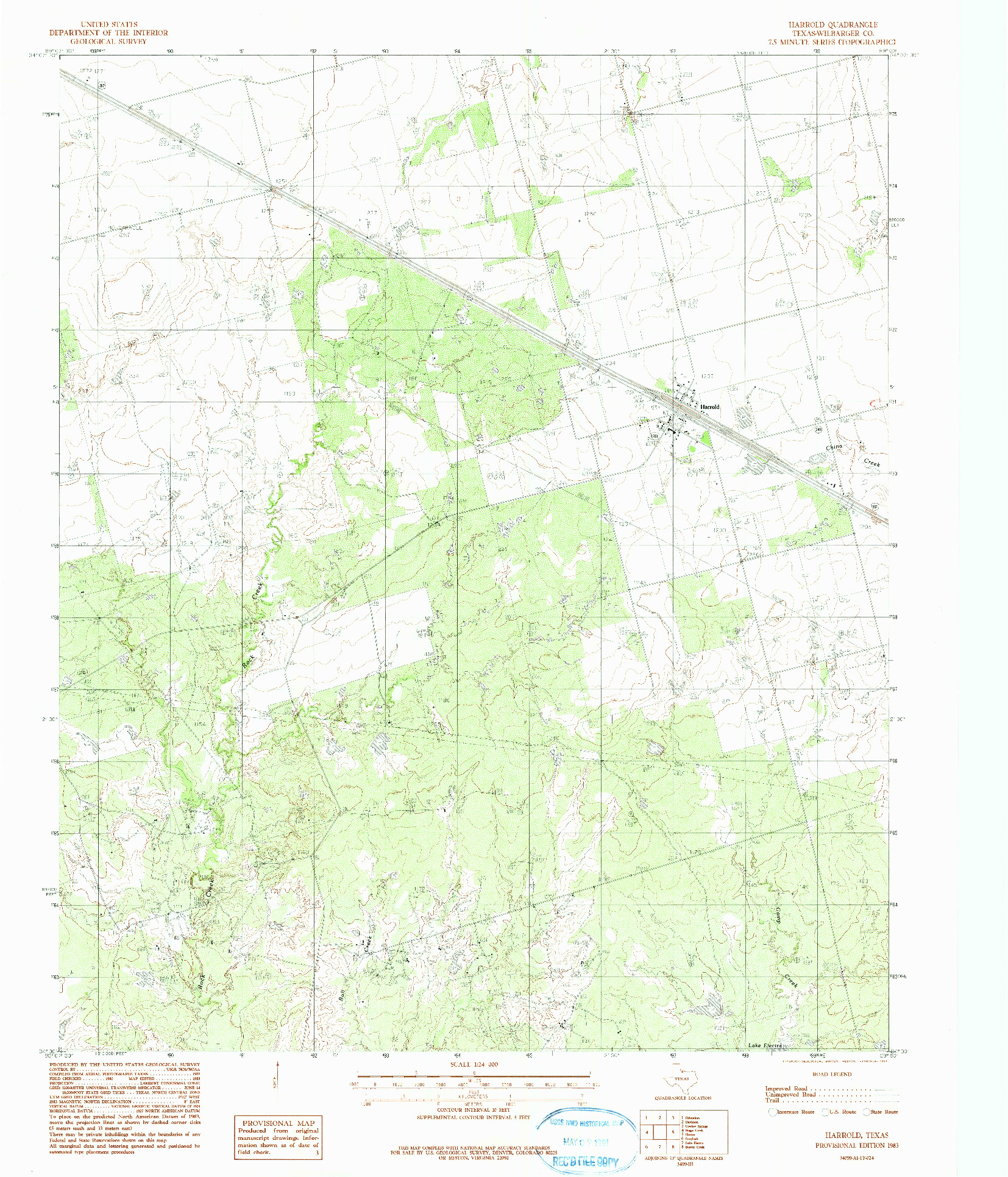 USGS 1:24000-SCALE QUADRANGLE FOR HARROLD, TX 1983