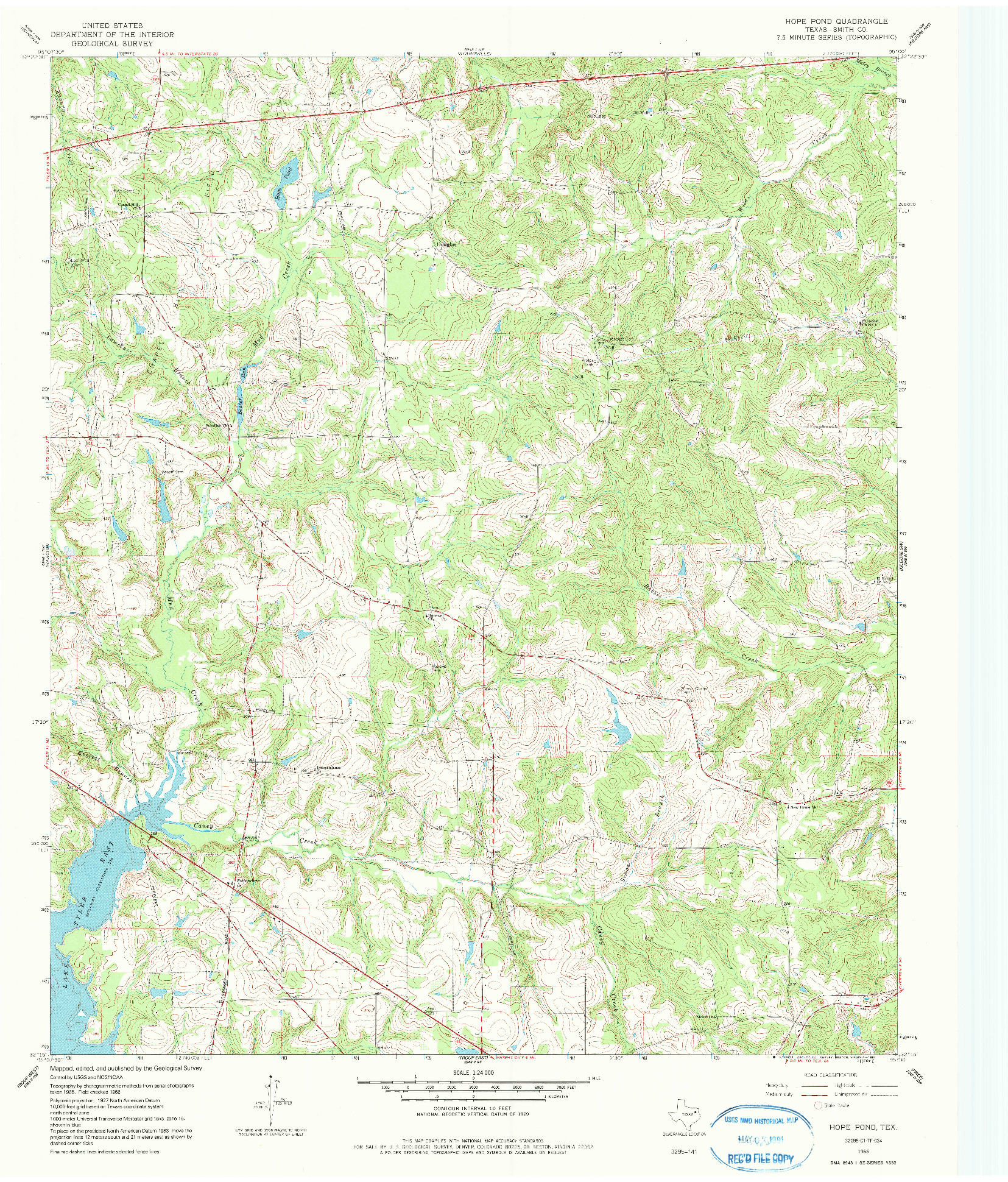 USGS 1:24000-SCALE QUADRANGLE FOR HOPE POND, TX 1966