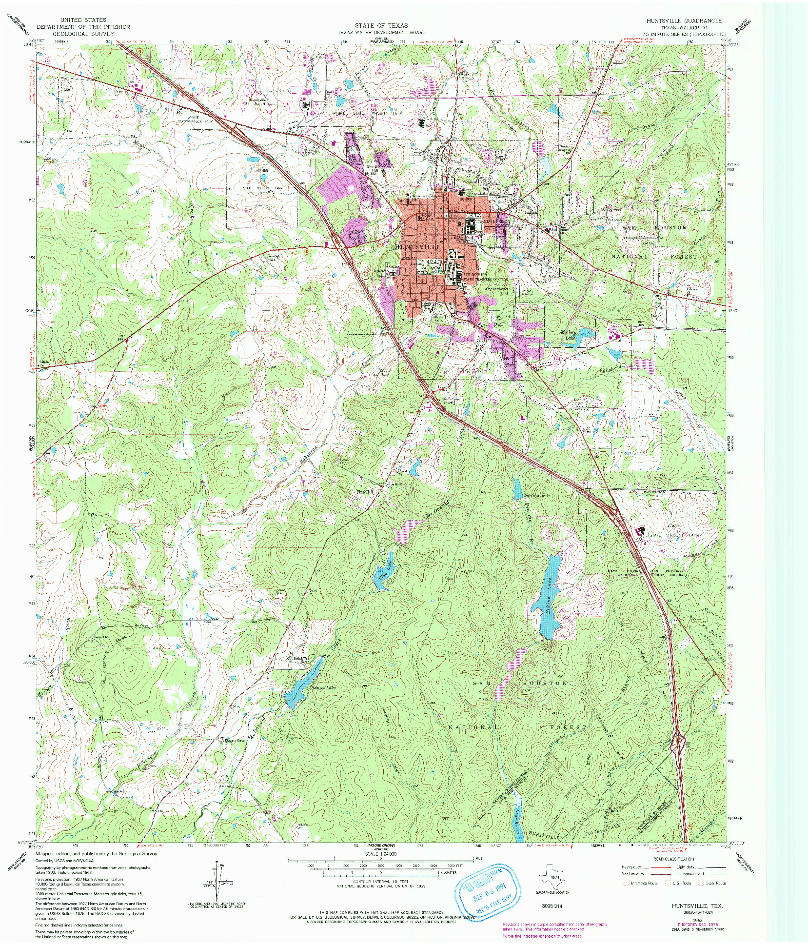USGS 1:24000-SCALE QUADRANGLE FOR HUNTSVILLE, TX 1963