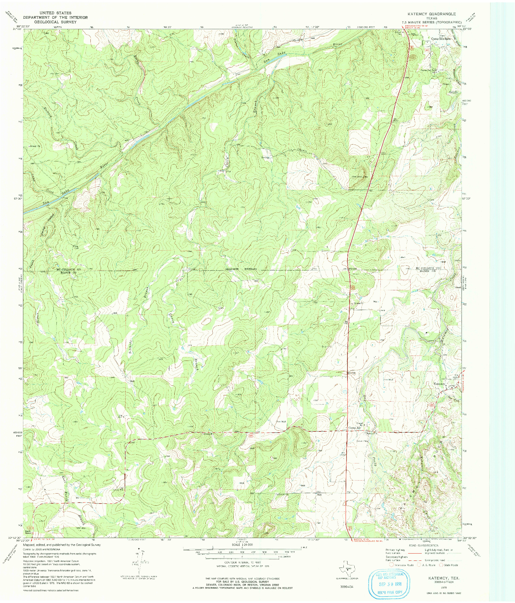 USGS 1:24000-SCALE QUADRANGLE FOR KATEMCY, TX 1970