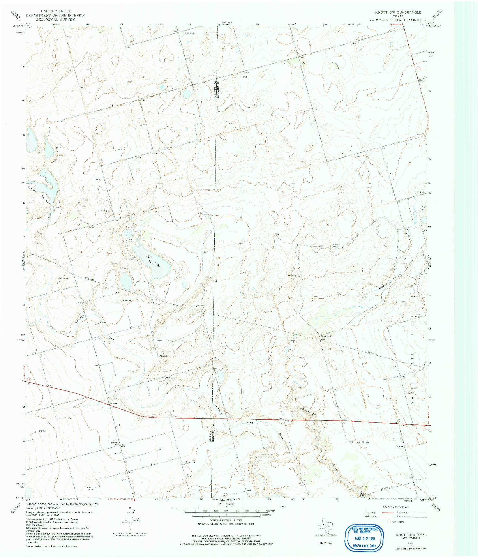 USGS 1:24000-SCALE QUADRANGLE FOR KNOTT SW, TX 1966