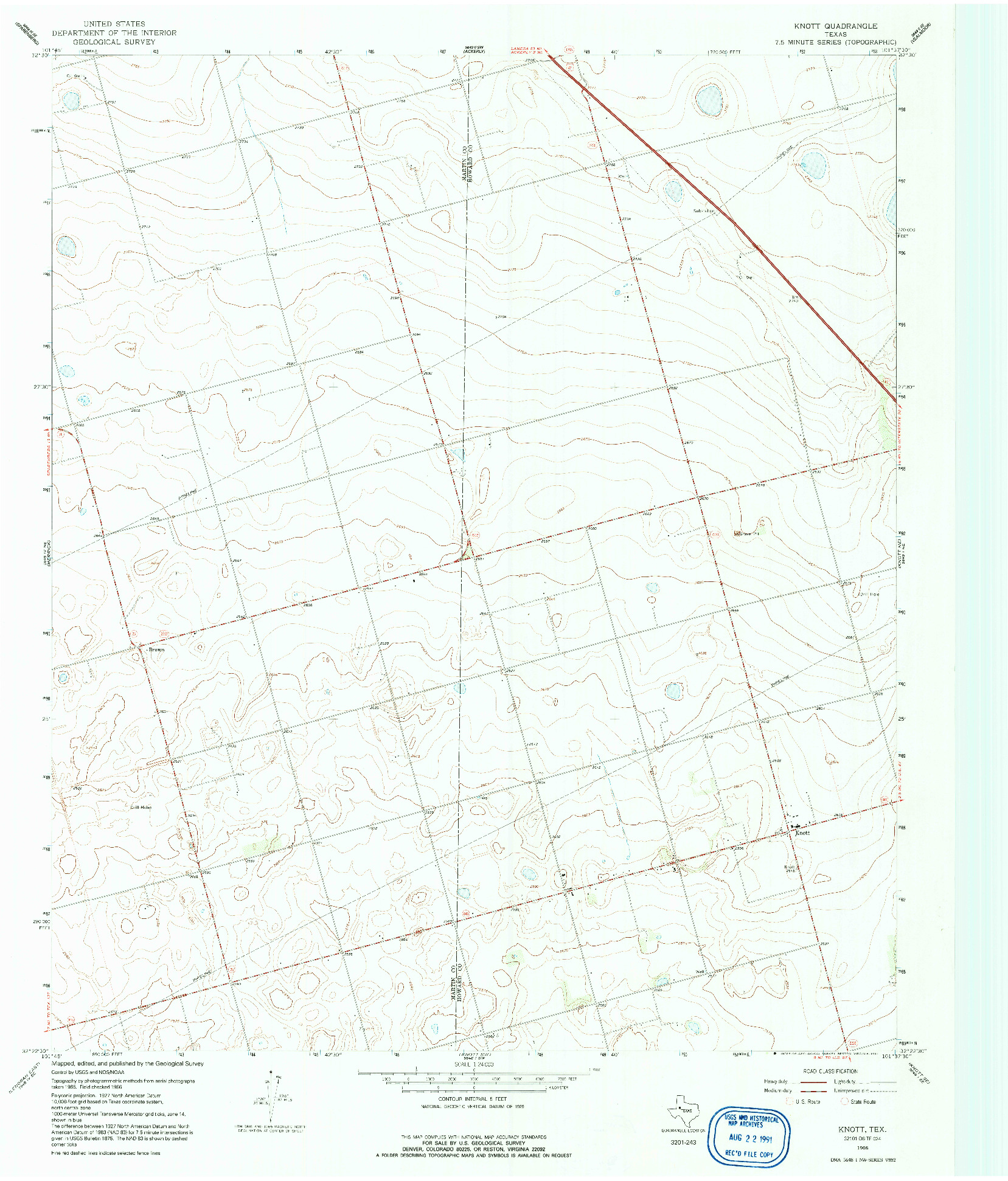 USGS 1:24000-SCALE QUADRANGLE FOR KNOTT, TX 1966
