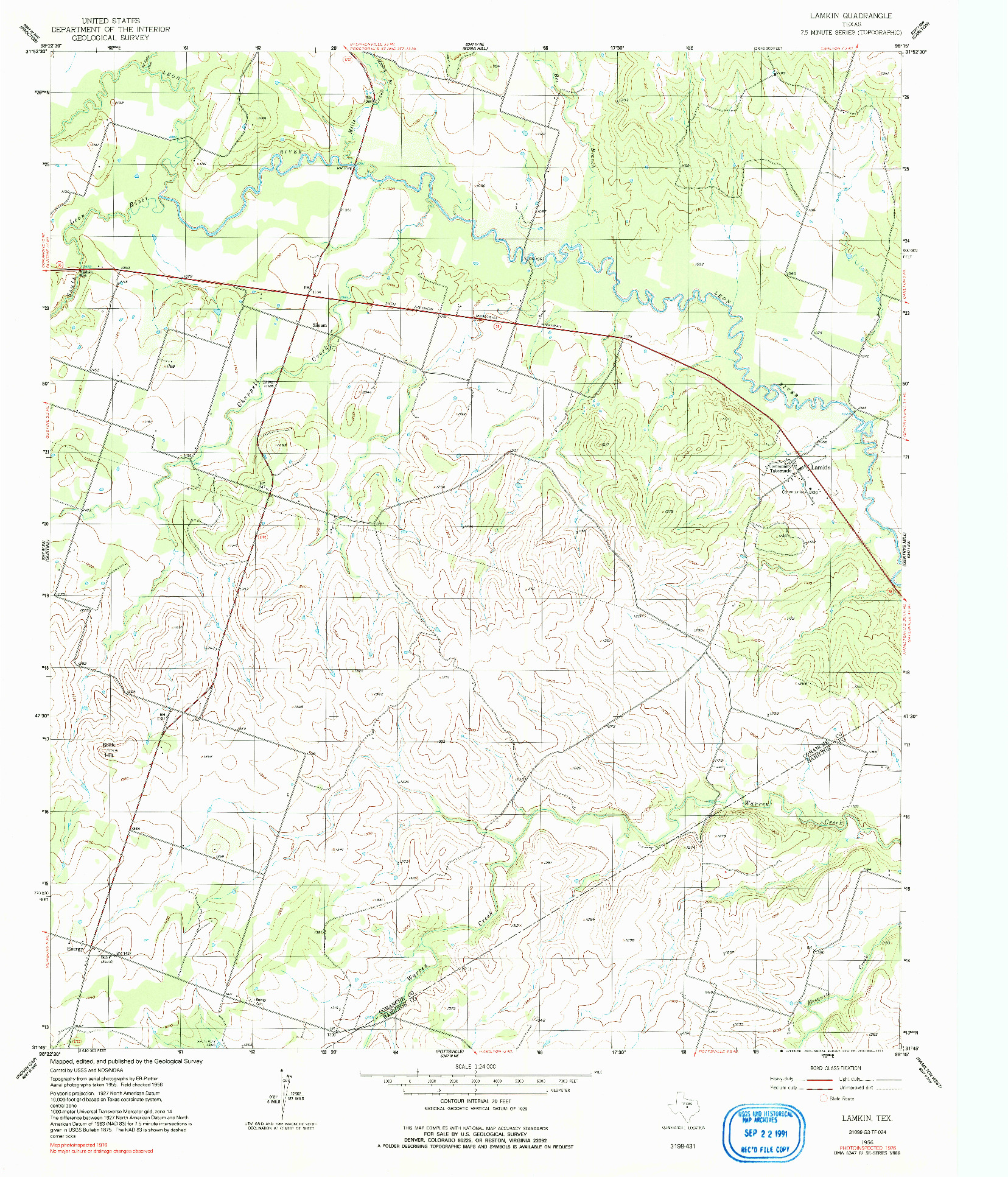 USGS 1:24000-SCALE QUADRANGLE FOR LAMKIN, TX 1956
