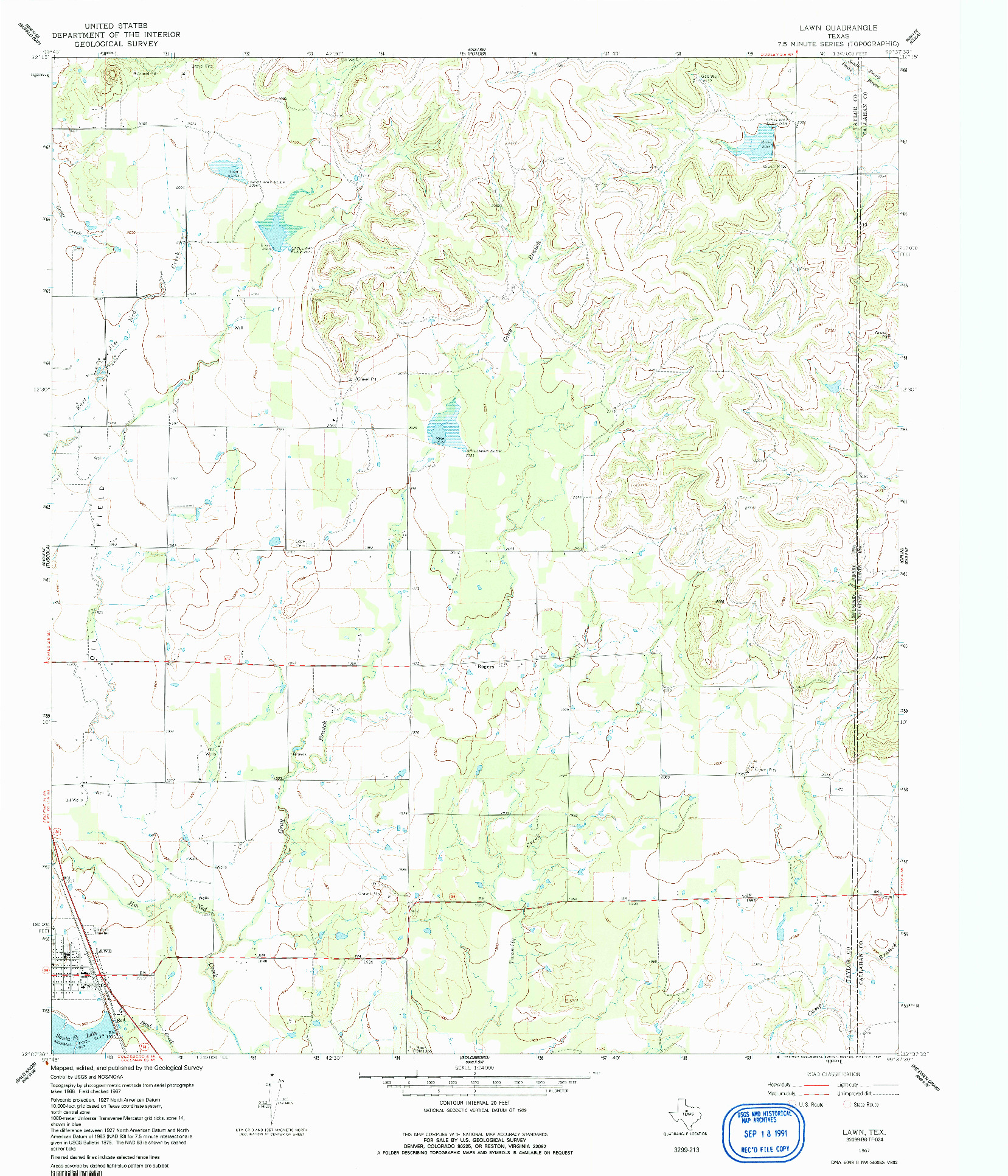 USGS 1:24000-SCALE QUADRANGLE FOR LAWN, TX 1967