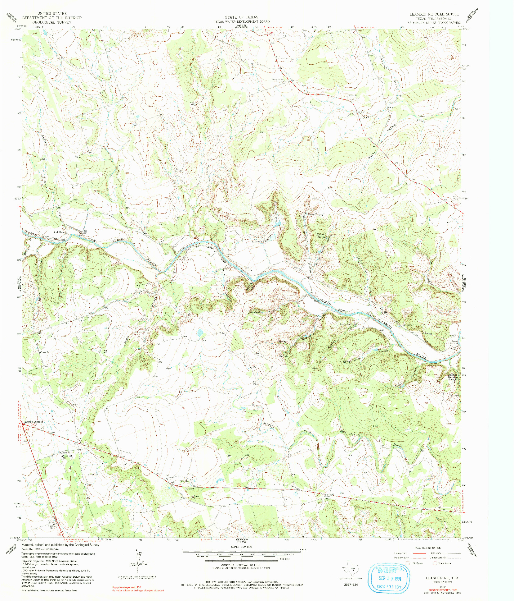 USGS 1:24000-SCALE QUADRANGLE FOR LEANDER NE, TX 1962