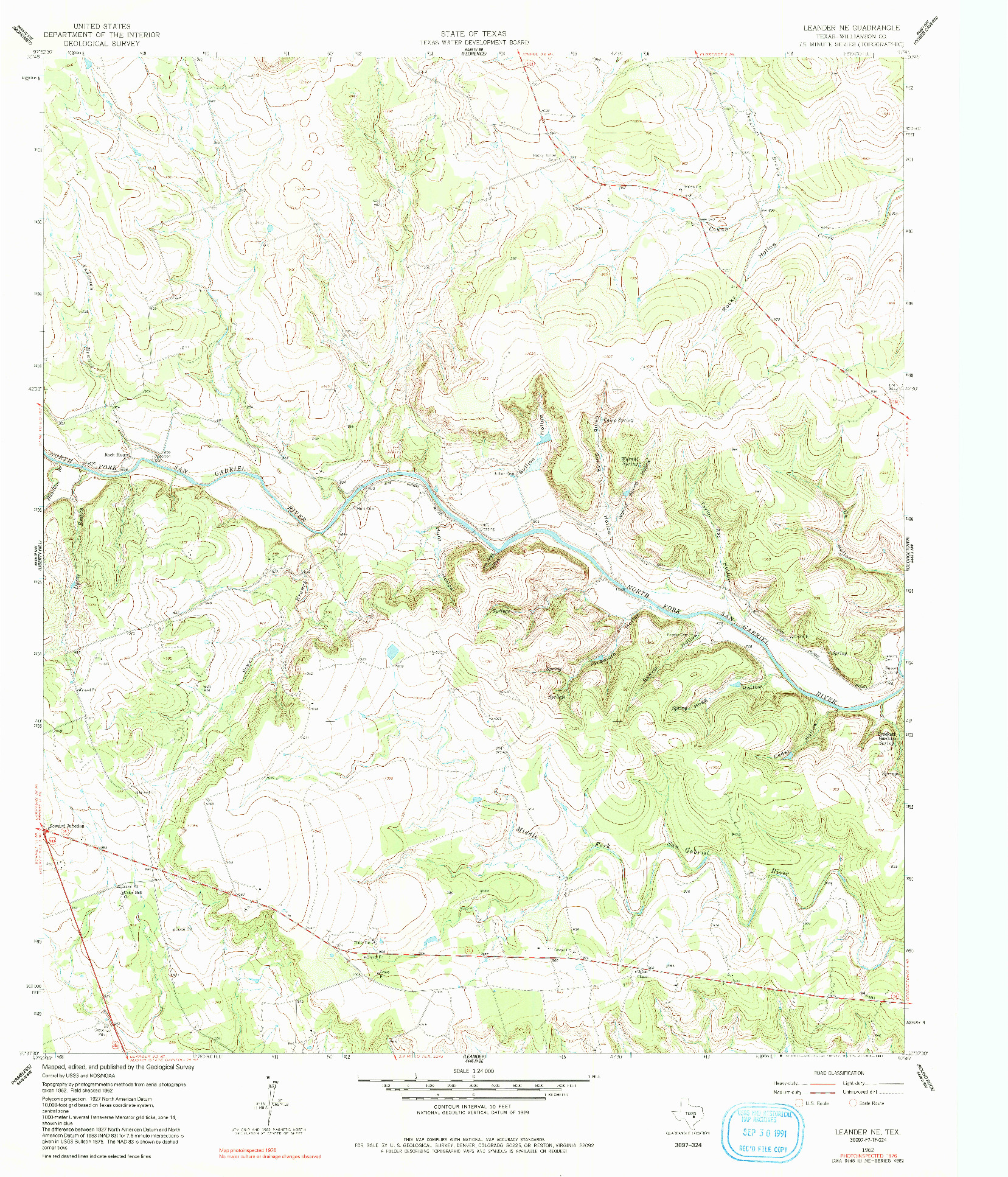 USGS 1:24000-SCALE QUADRANGLE FOR LEANDER NE, TX 1962