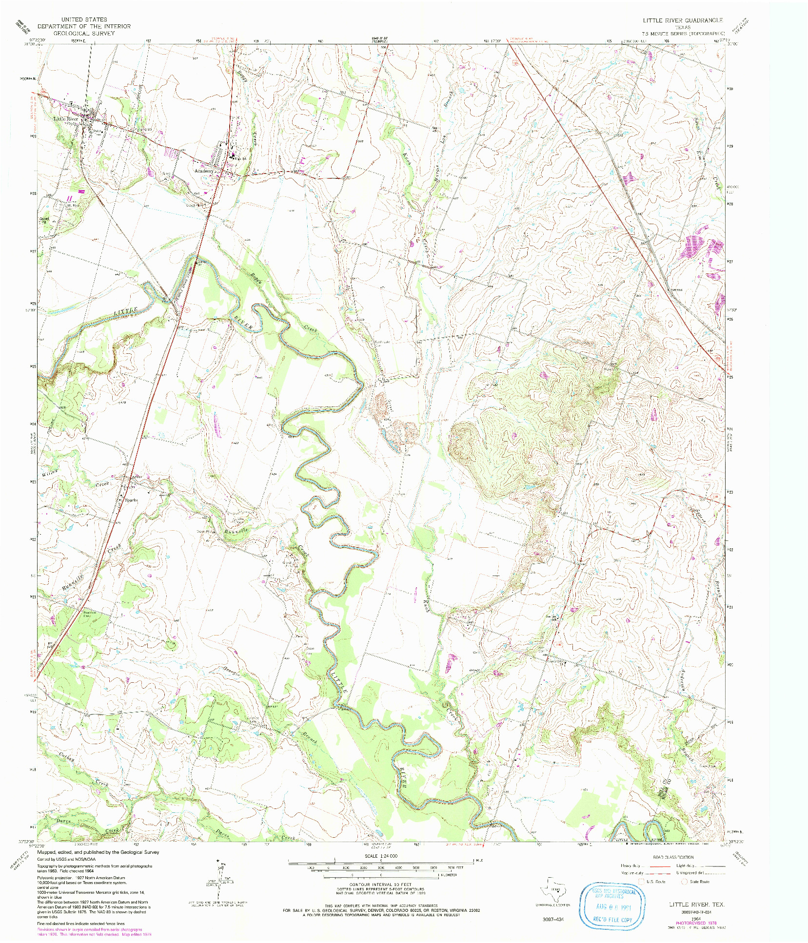 USGS 1:24000-SCALE QUADRANGLE FOR LITTLE RIVER, TX 1964