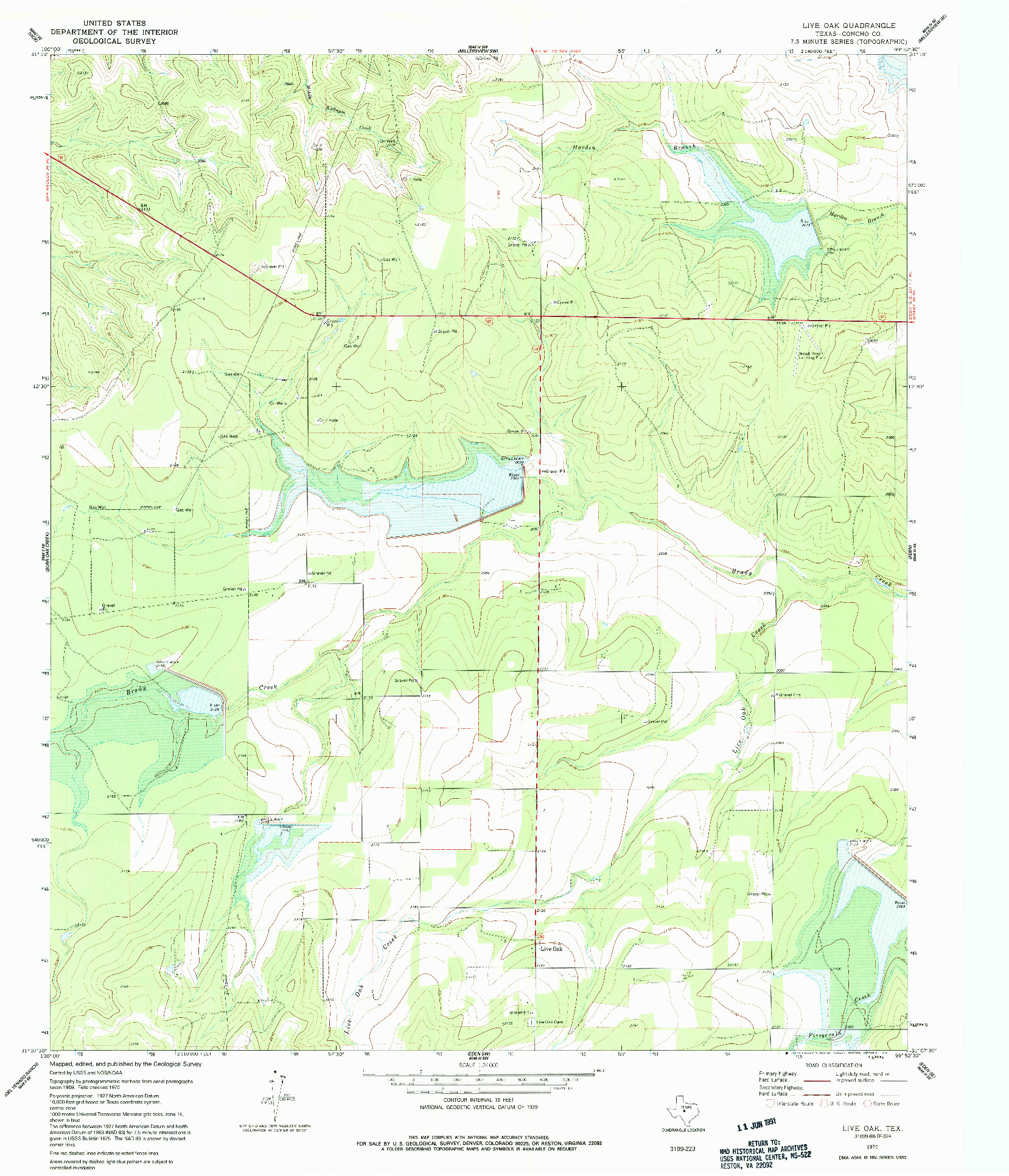 USGS 1:24000-SCALE QUADRANGLE FOR LIVE OAK, TX 1970