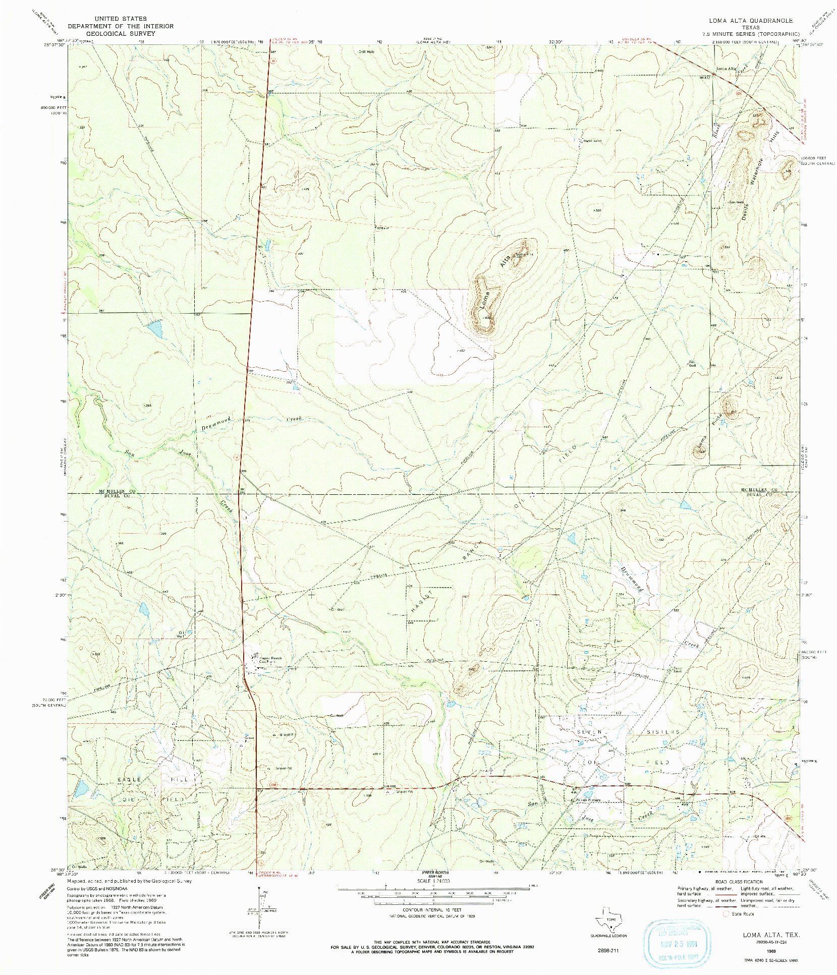 USGS 1:24000-SCALE QUADRANGLE FOR LOMA ALTA, TX 1969