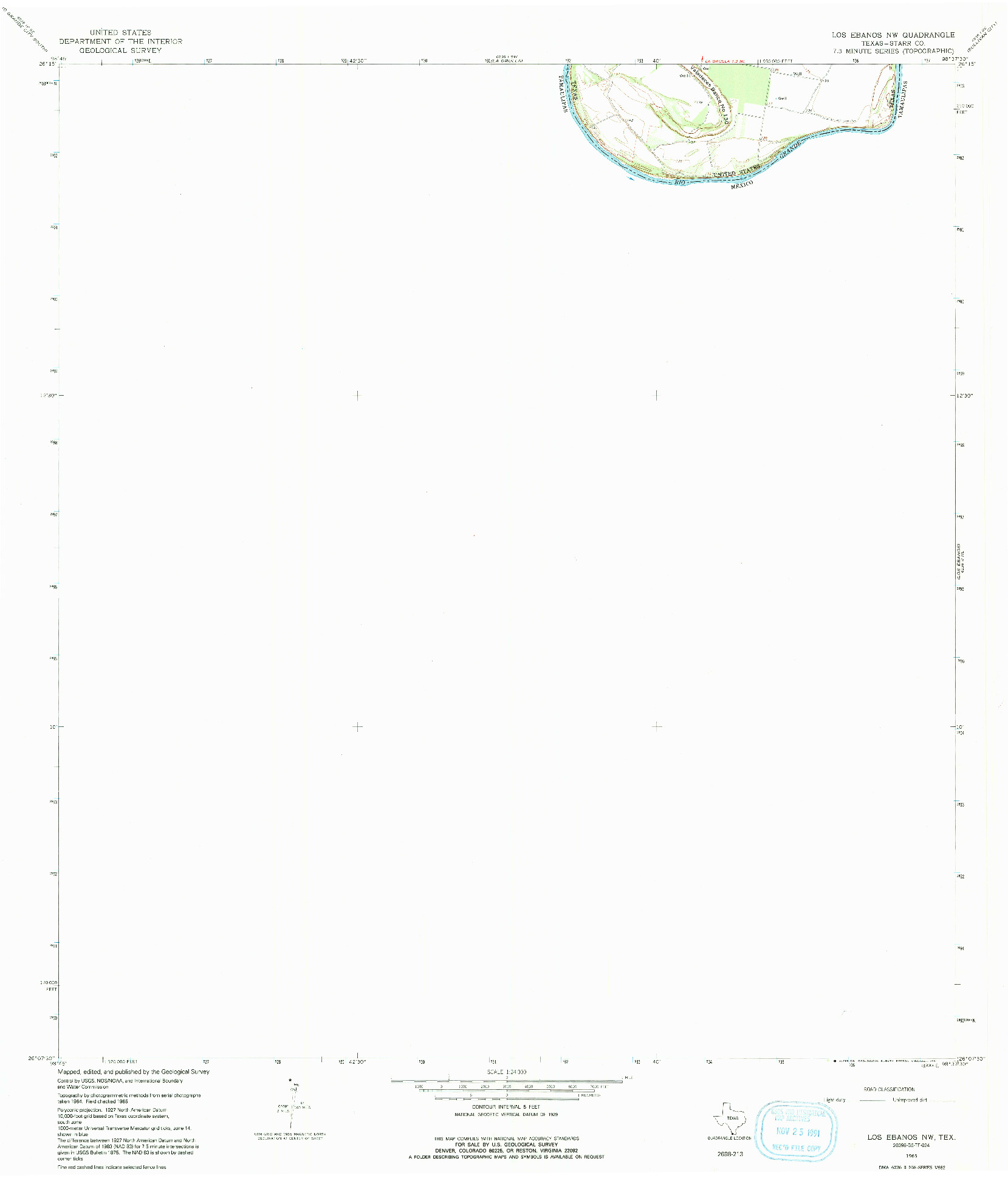 USGS 1:24000-SCALE QUADRANGLE FOR LOS EBANOS NW, TX 1965