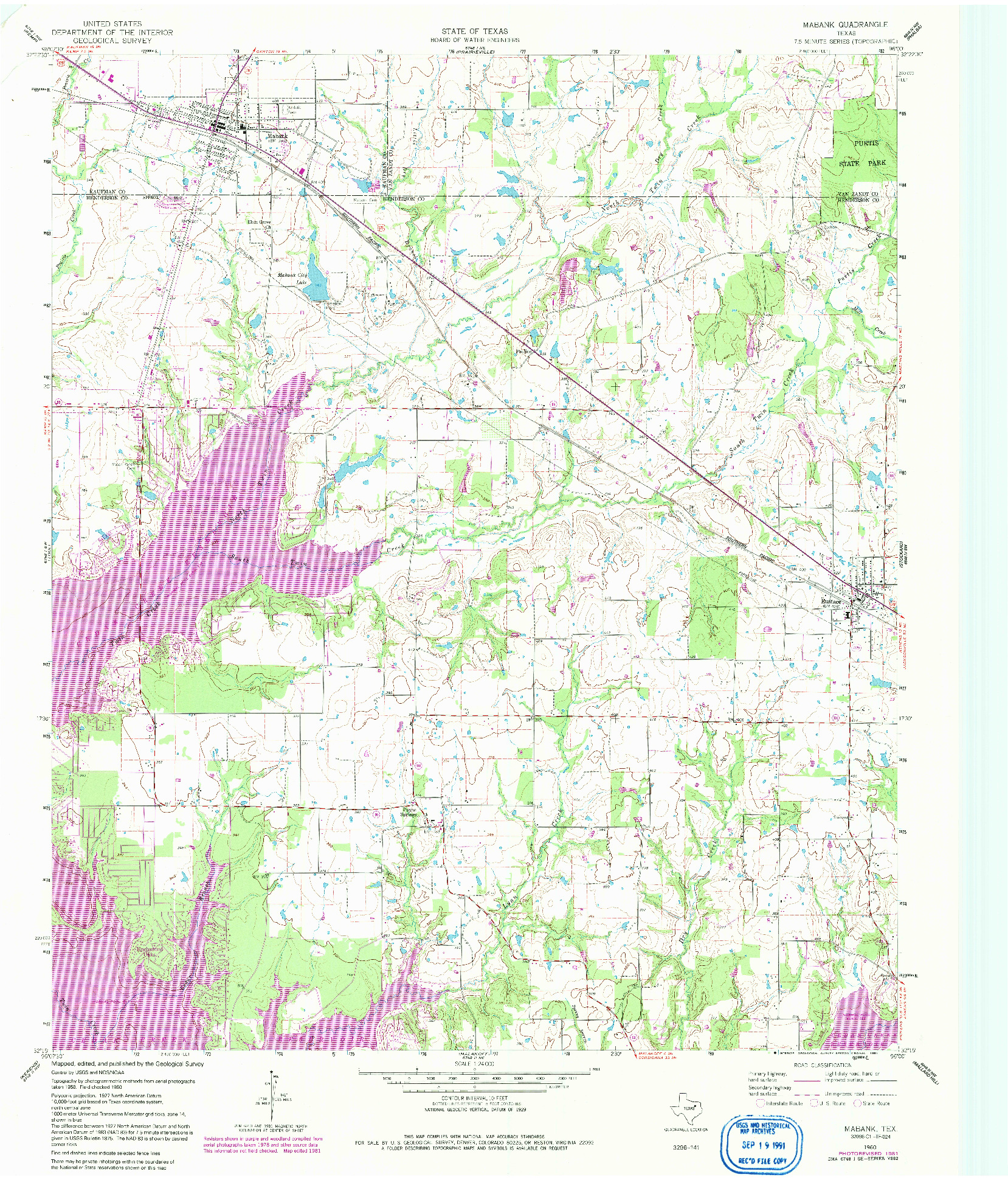 USGS 1:24000-SCALE QUADRANGLE FOR MABANK, TX 1960