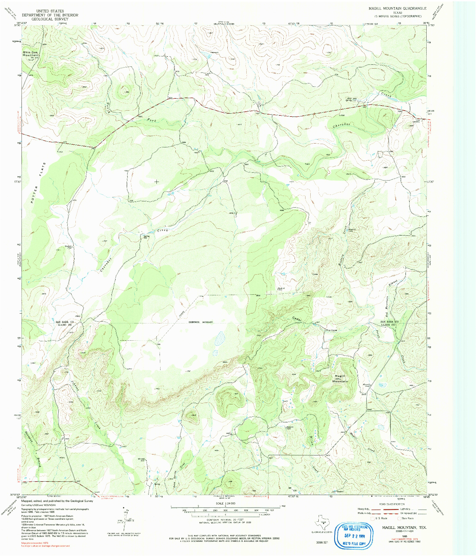 USGS 1:24000-SCALE QUADRANGLE FOR MAGILL MOUNTAIN, TX 1955