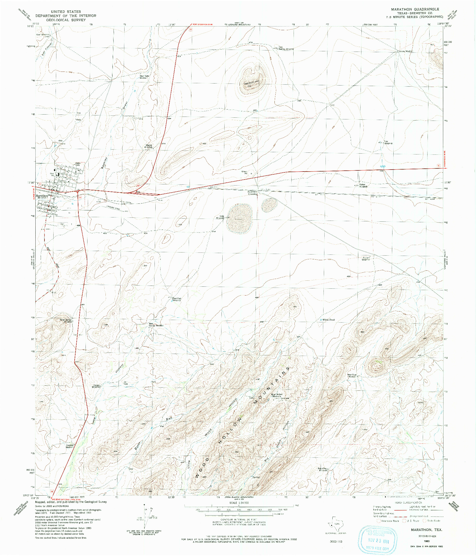 USGS 1:24000-SCALE QUADRANGLE FOR MARATHON, TX 1983