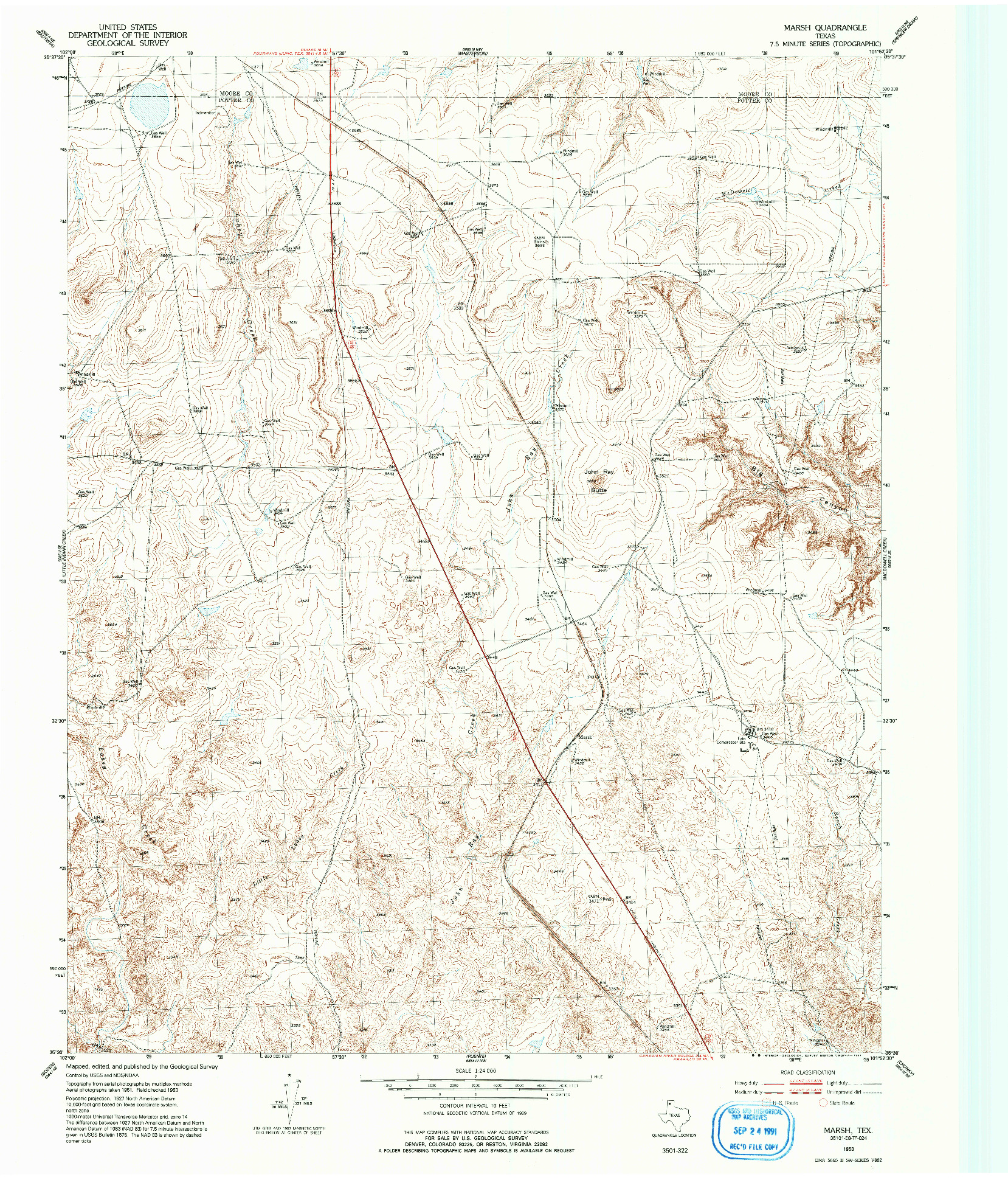 USGS 1:24000-SCALE QUADRANGLE FOR MARSH, TX 1953