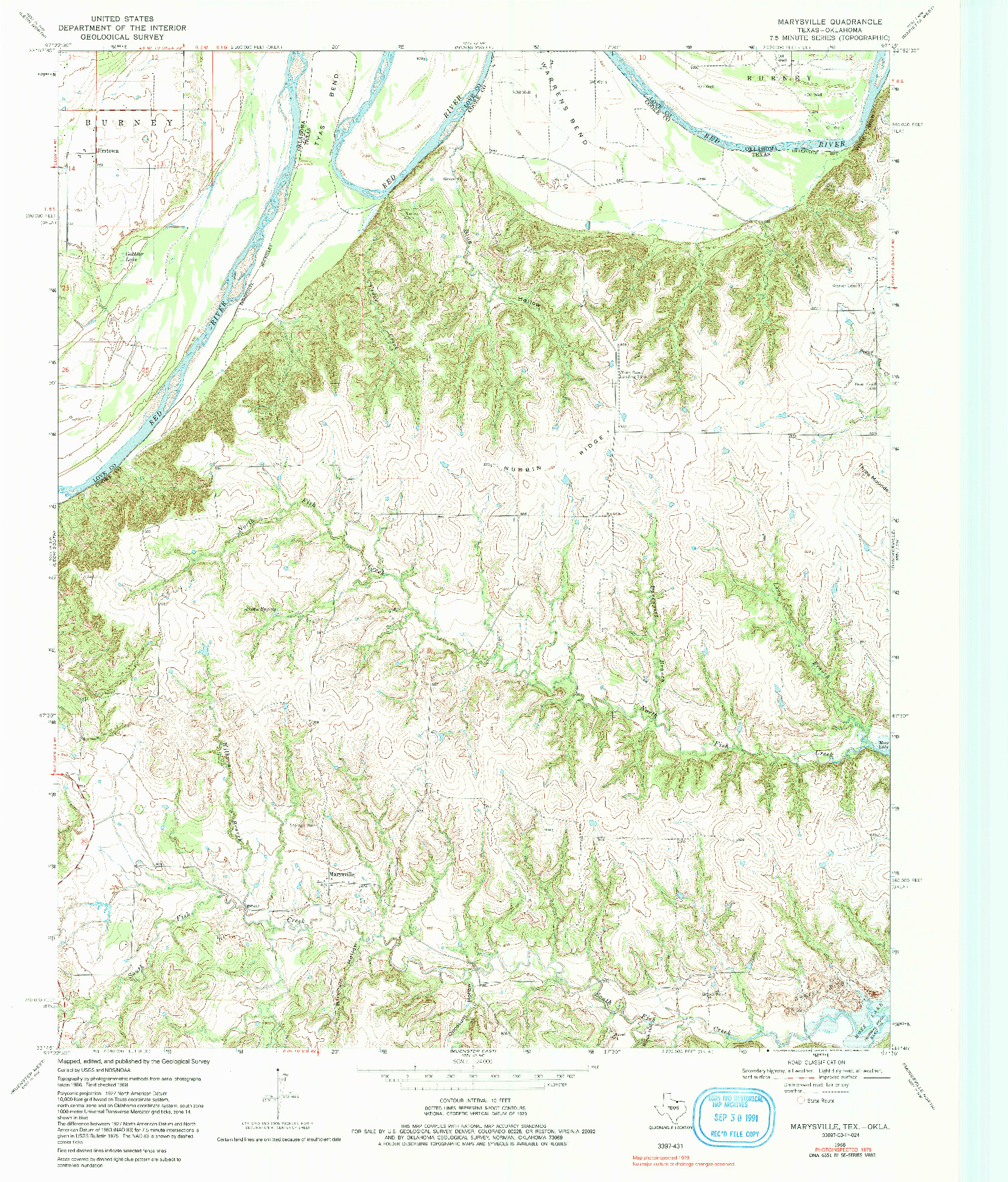 USGS 1:24000-SCALE QUADRANGLE FOR MARYSVILLE, TX 1968