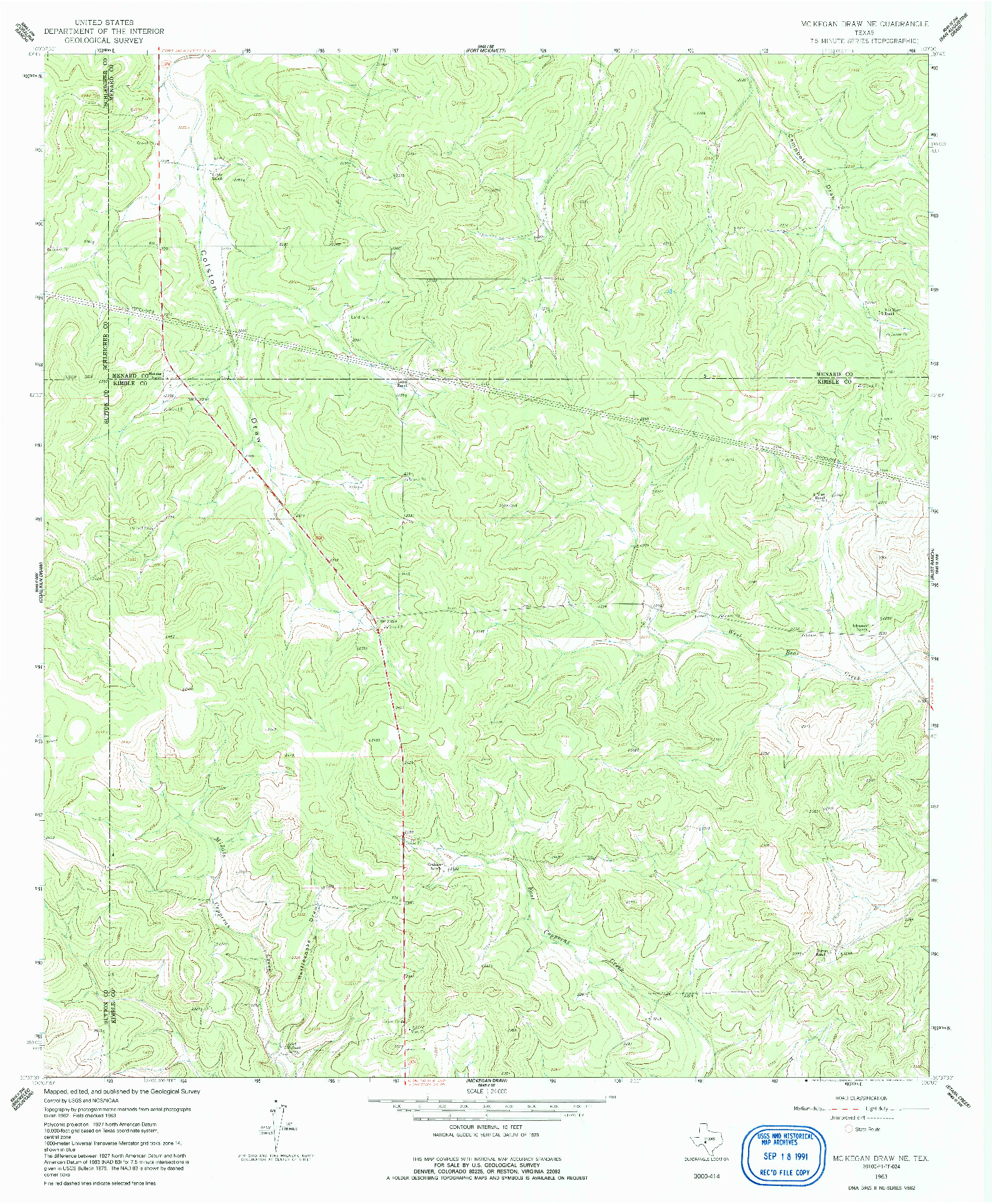 USGS 1:24000-SCALE QUADRANGLE FOR MCKEGAN DRAW NE, TX 1963