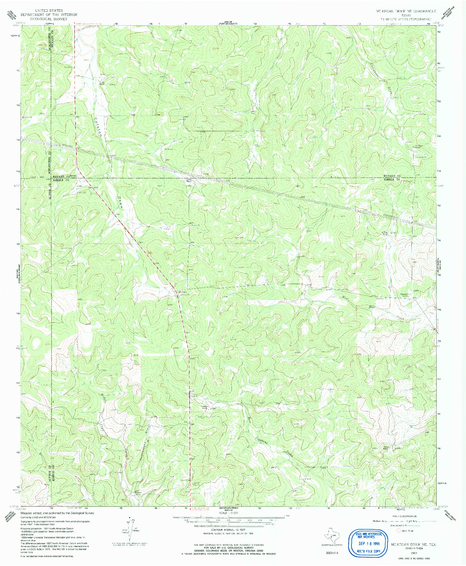 USGS 1:24000-SCALE QUADRANGLE FOR MCKEGAN DRAW NE, TX 1963