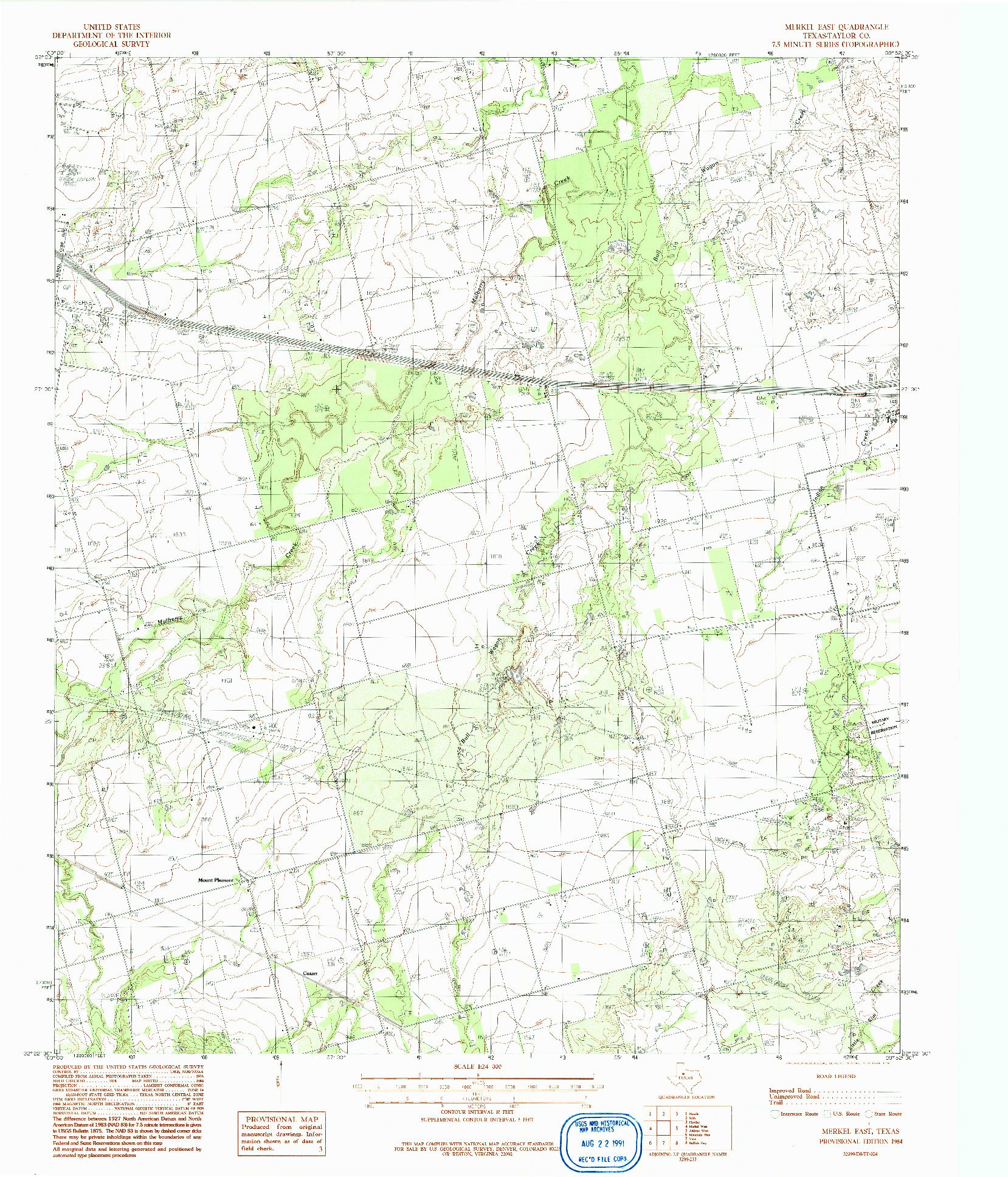 USGS 1:24000-SCALE QUADRANGLE FOR MERKEL EAST, TX 1984