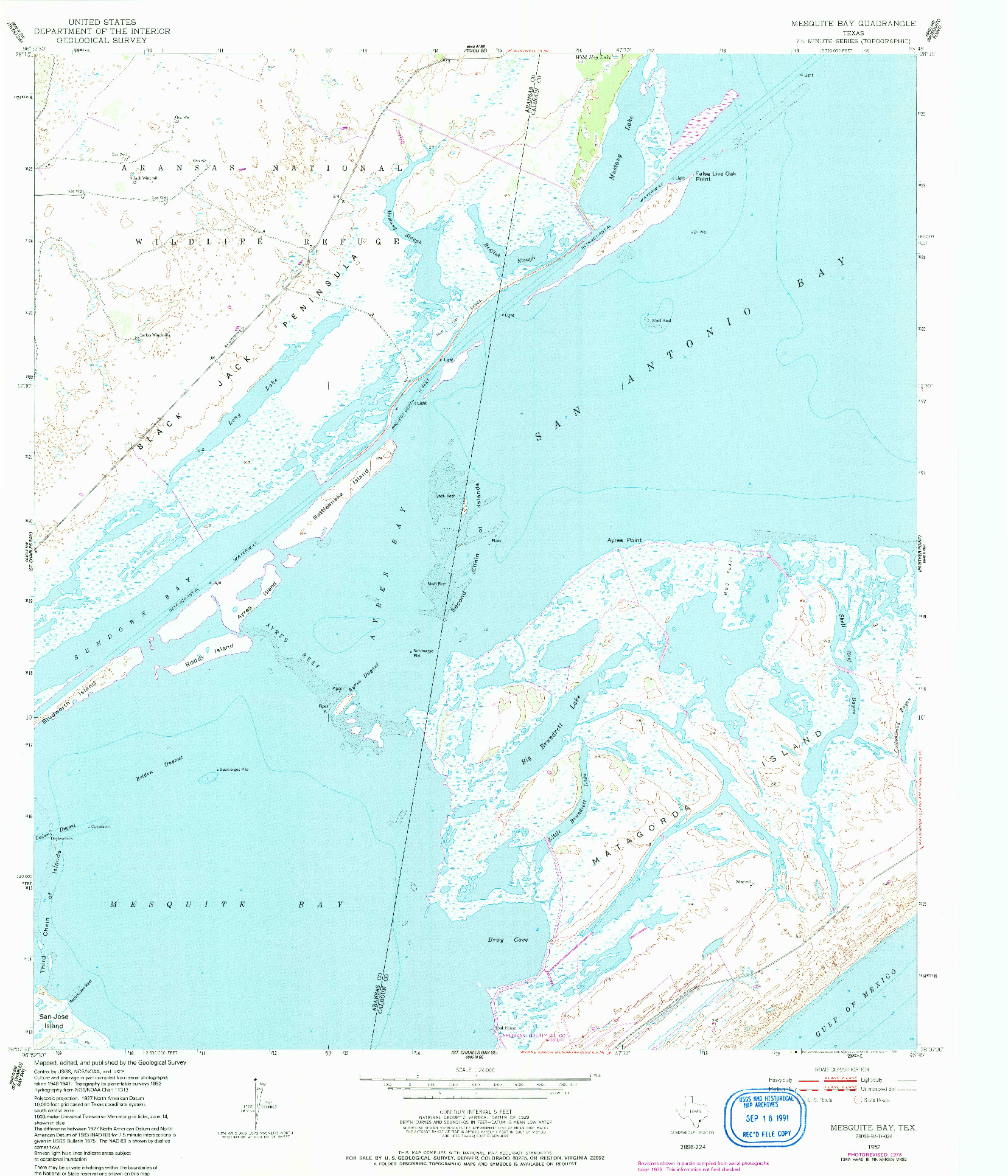 USGS 1:24000-SCALE QUADRANGLE FOR MESQUITE BAY, TX 1952