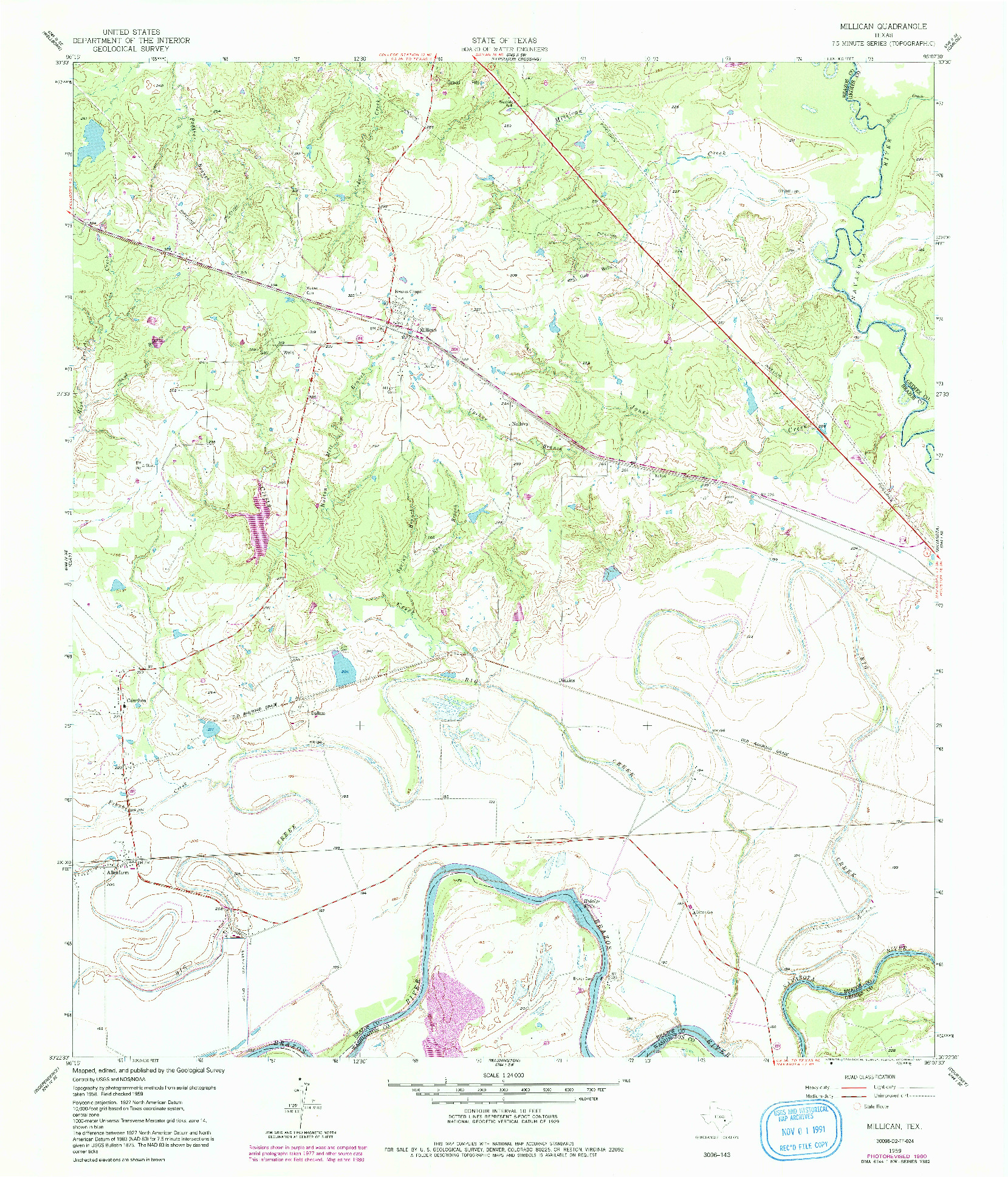 USGS 1:24000-SCALE QUADRANGLE FOR MILLICAN, TX 1959