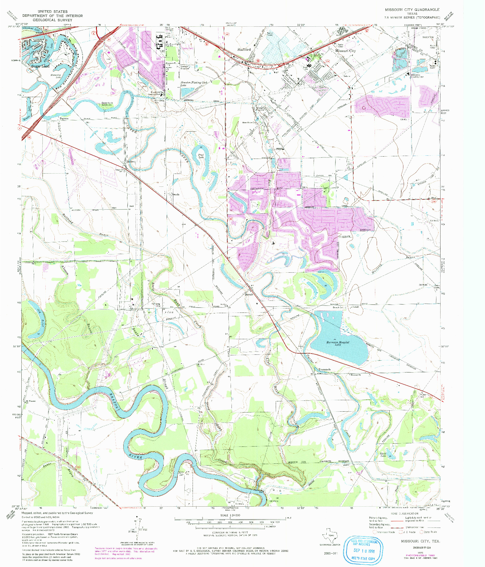 USGS 1:24000-SCALE QUADRANGLE FOR MISSOURI CITY, TX 1970